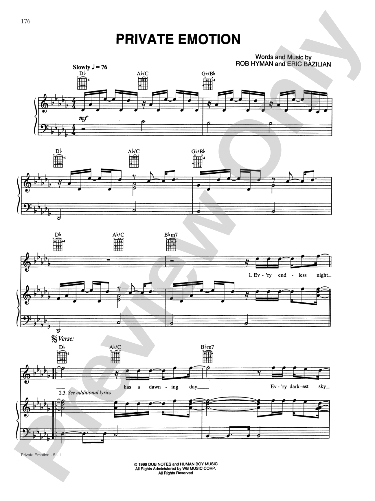 Private Emotion: Piano/Vocal/Chords