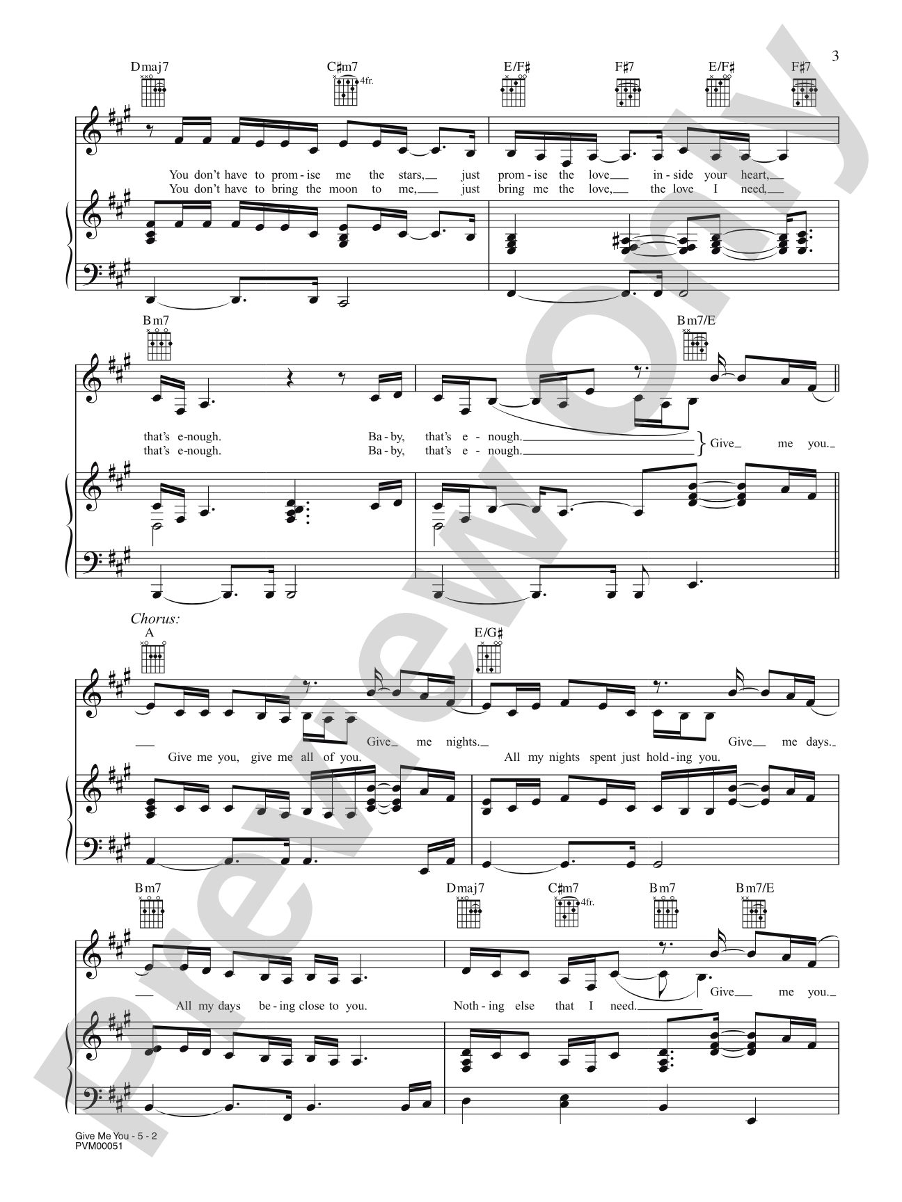 Give Me You: Piano/Vocal/Chords