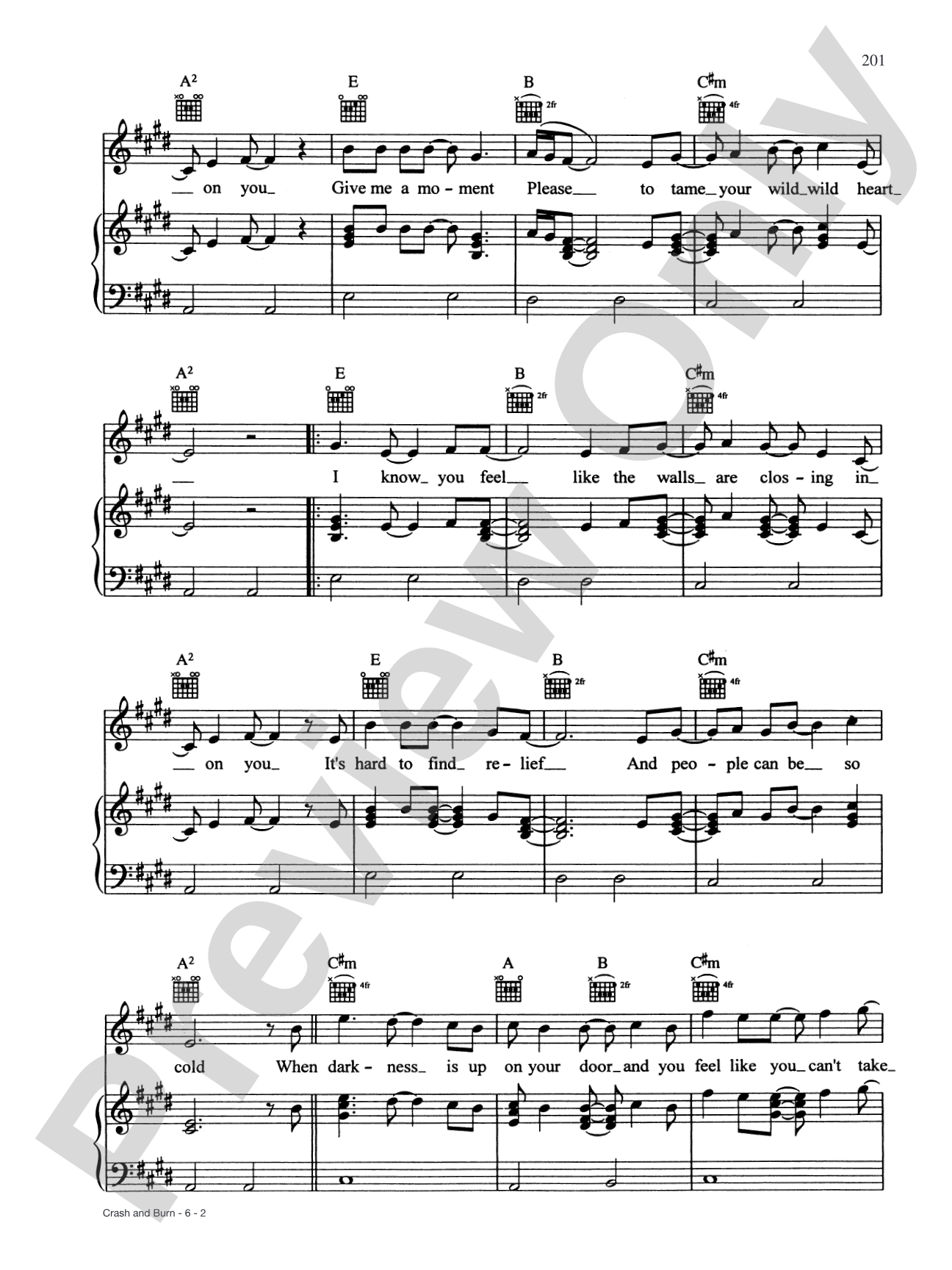 Crash and Burn: Piano/Vocal/Chords