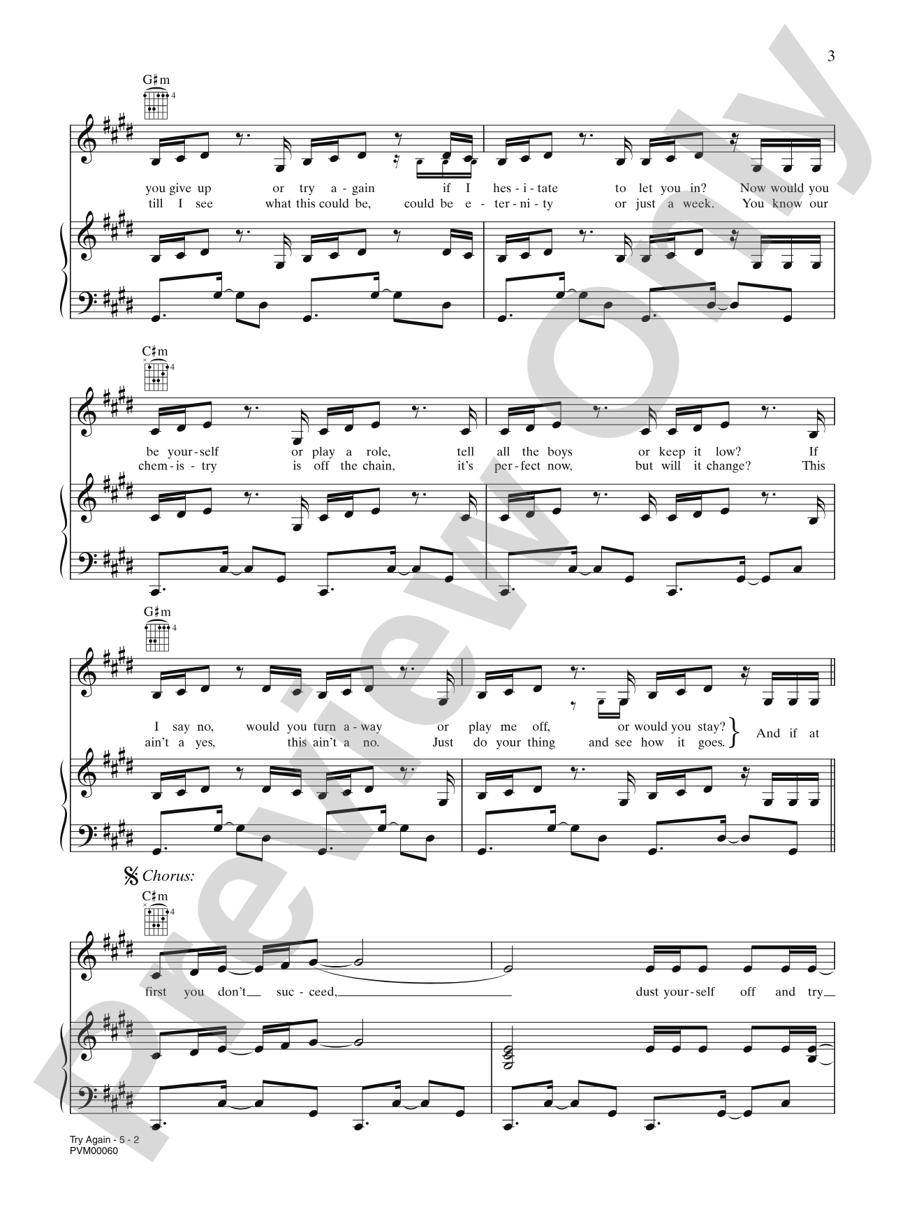 Try Again (from Romeo Must Die): Piano/Vocal/Chords