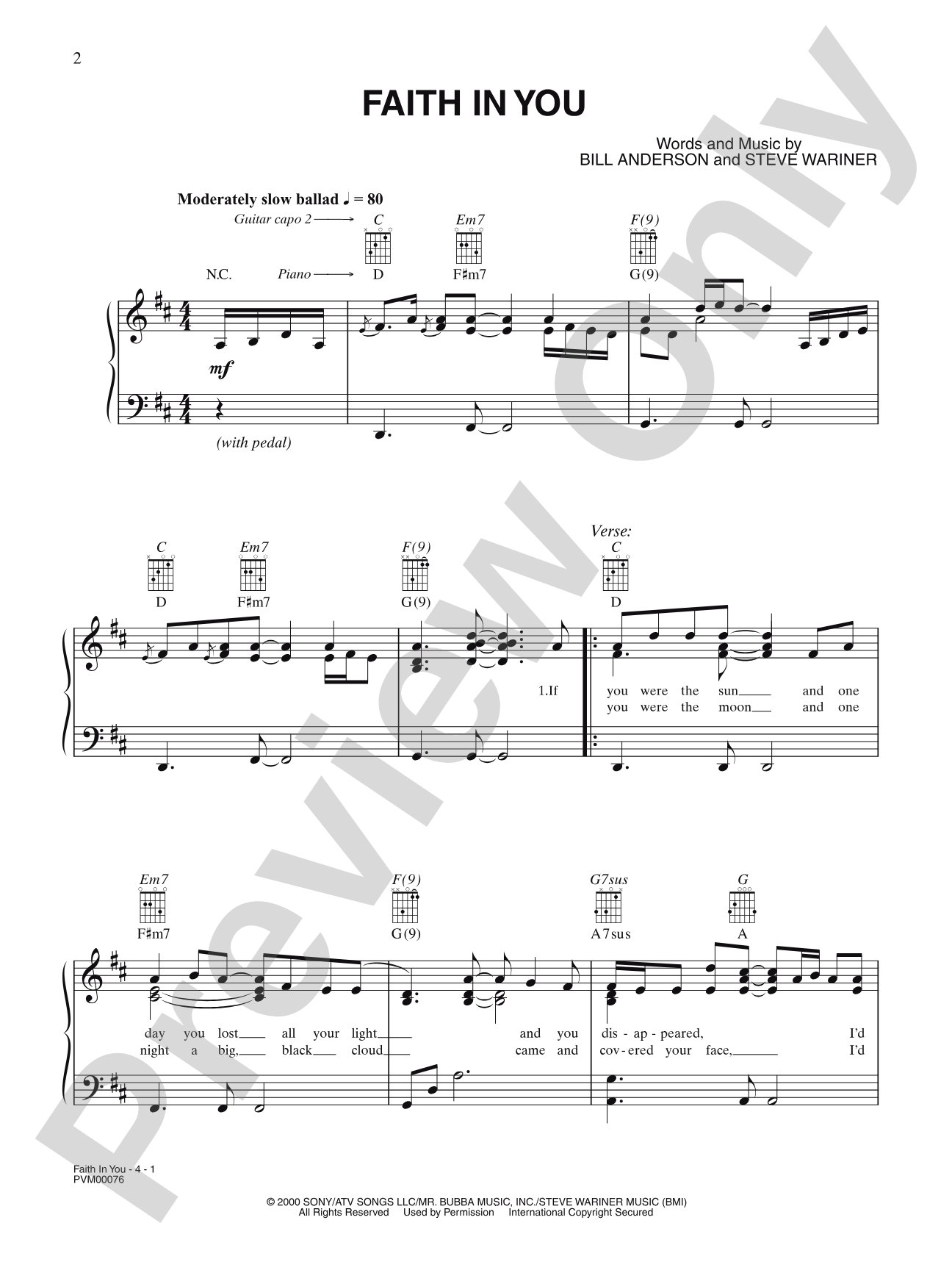 Faith in You: Piano/Vocal/Chords