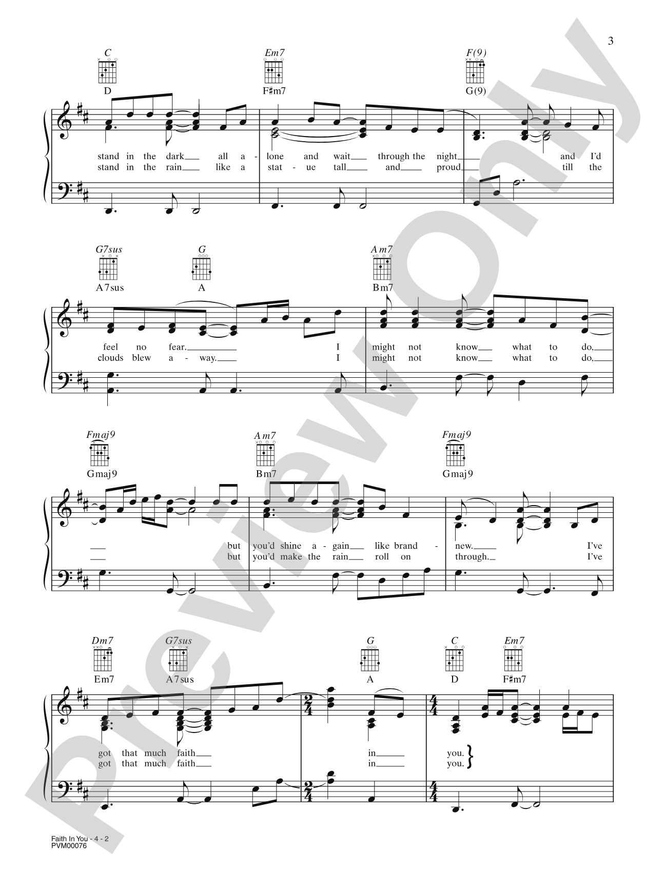 Faith in You: Piano/Vocal/Chords