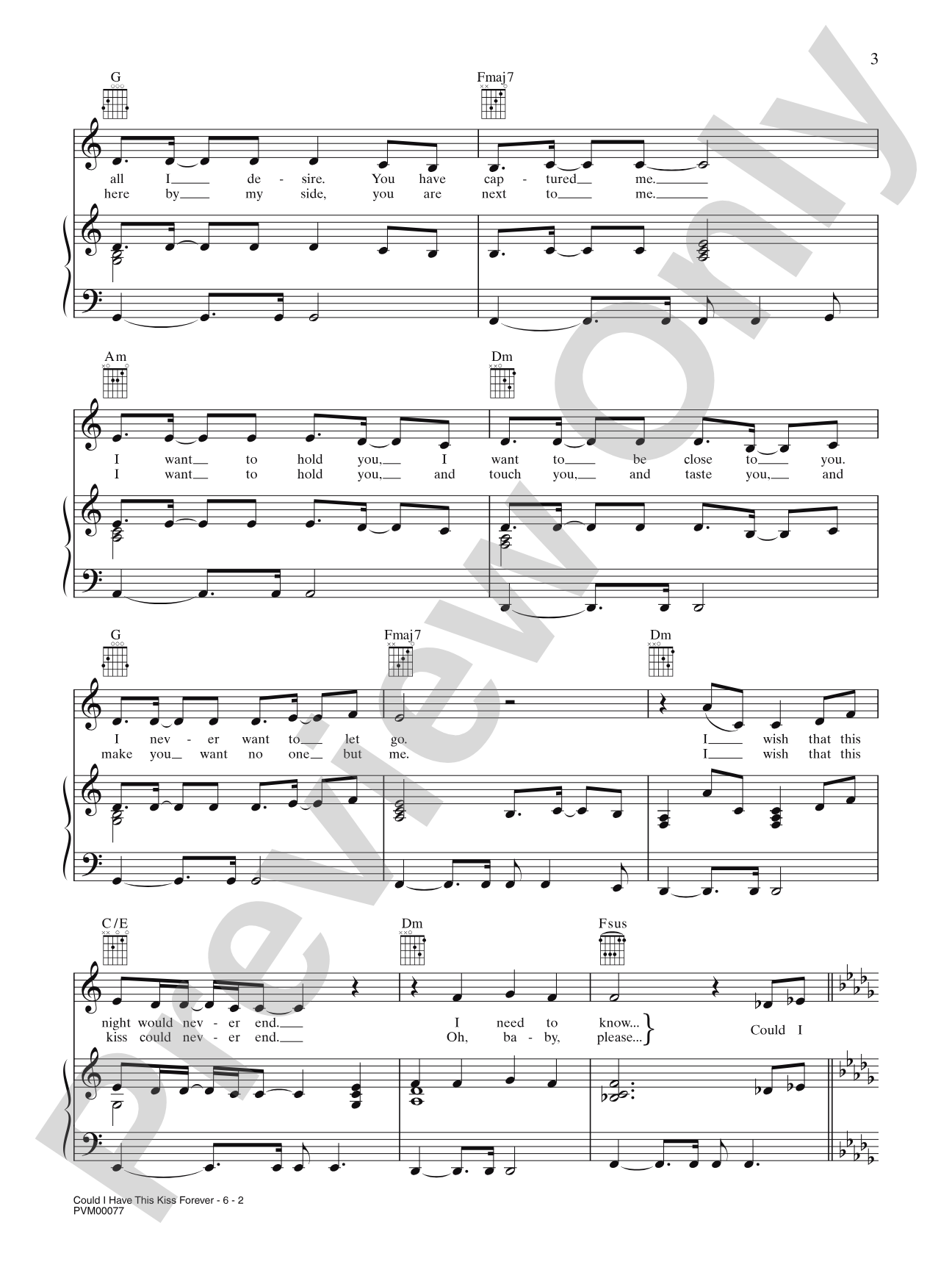 Could I Have This Kiss Forever: Piano/Vocal/Chords