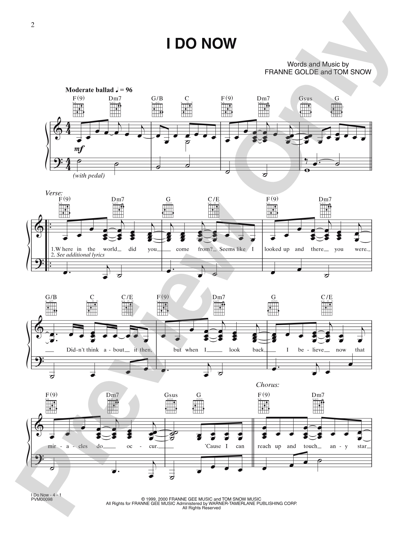I Do Now: Piano/Vocal/Chords