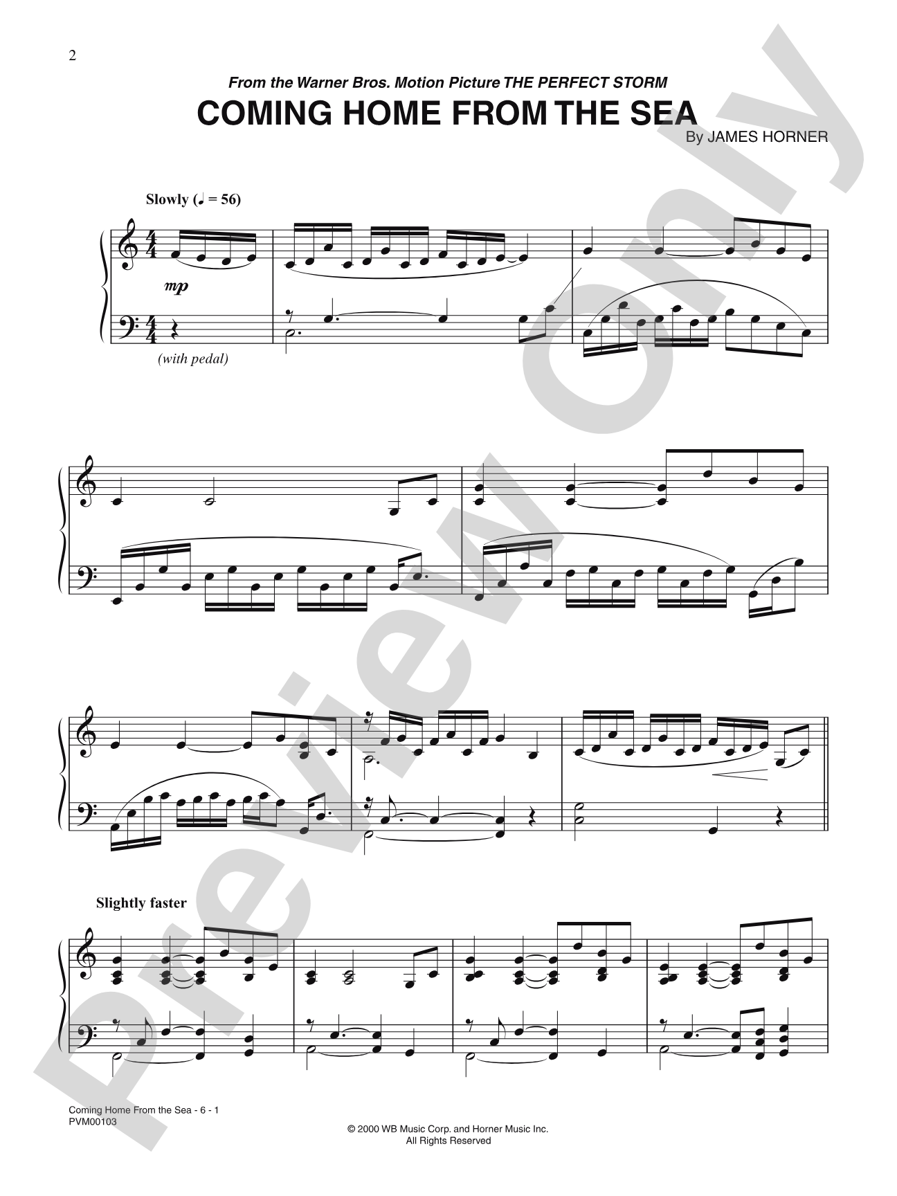 Coming Home from the Sea (from The Perfect Storm): Piano