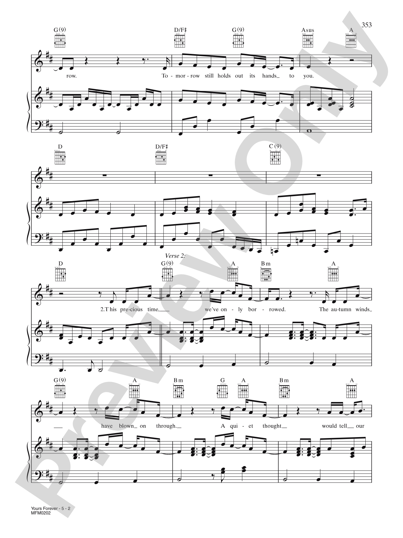 Yours Forever (Theme from The Perfect Storm): Piano/Vocal/Chords
