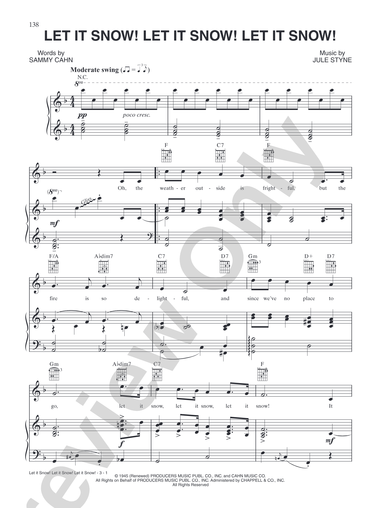 Let It Snow! Let It Snow! Let It Snow!: Piano/Vocal/Chords