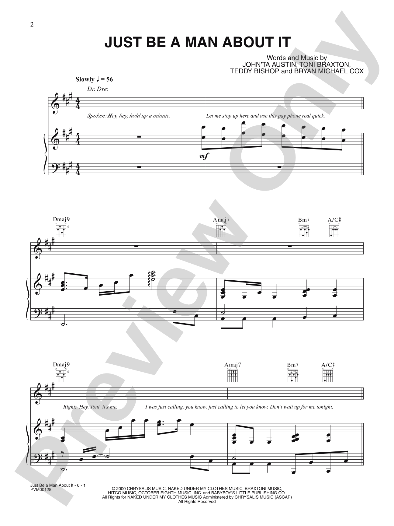 Just Be a Man About It: Piano/Vocal/Chords