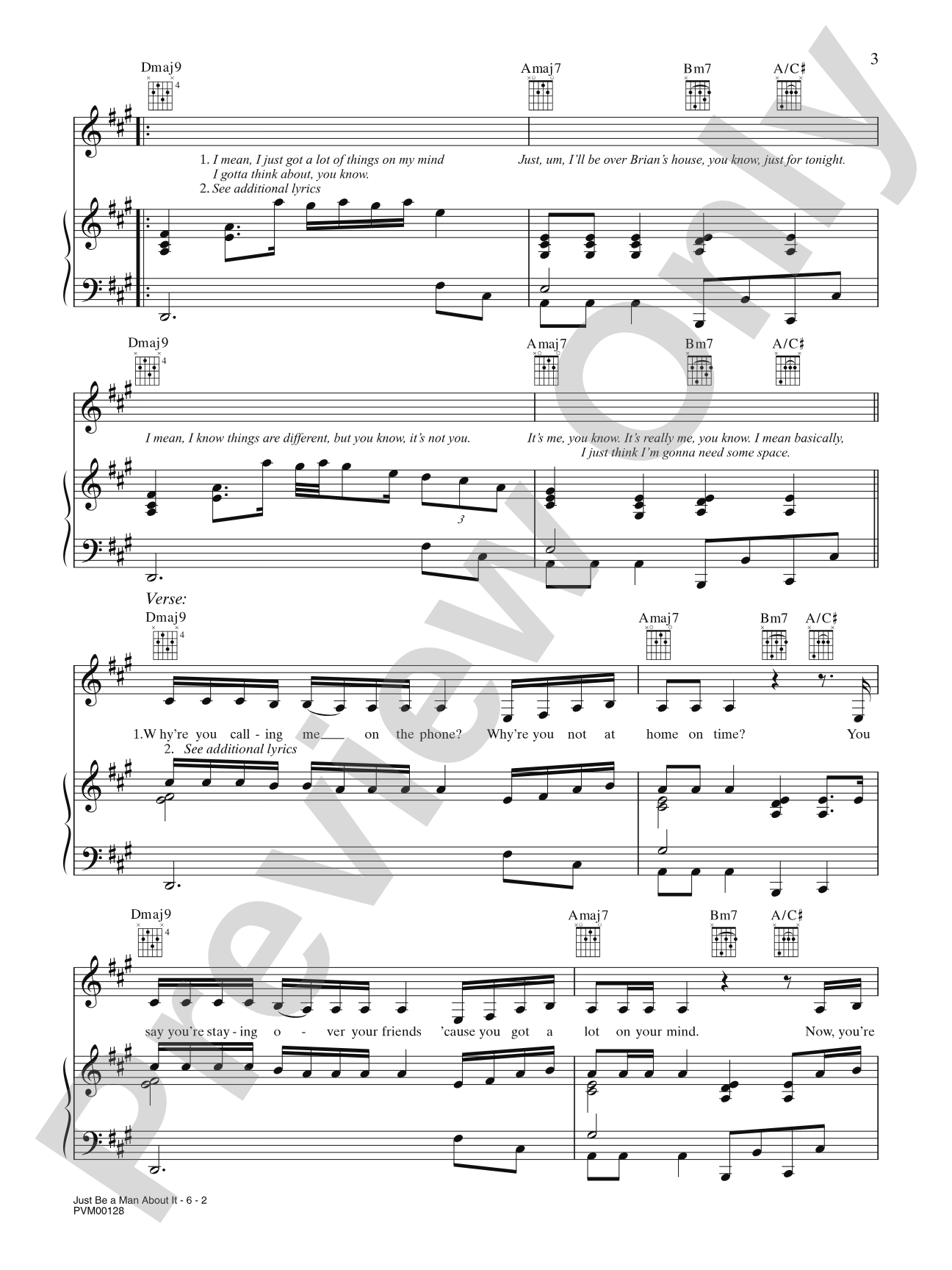 Just Be a Man About It: Piano/Vocal/Chords