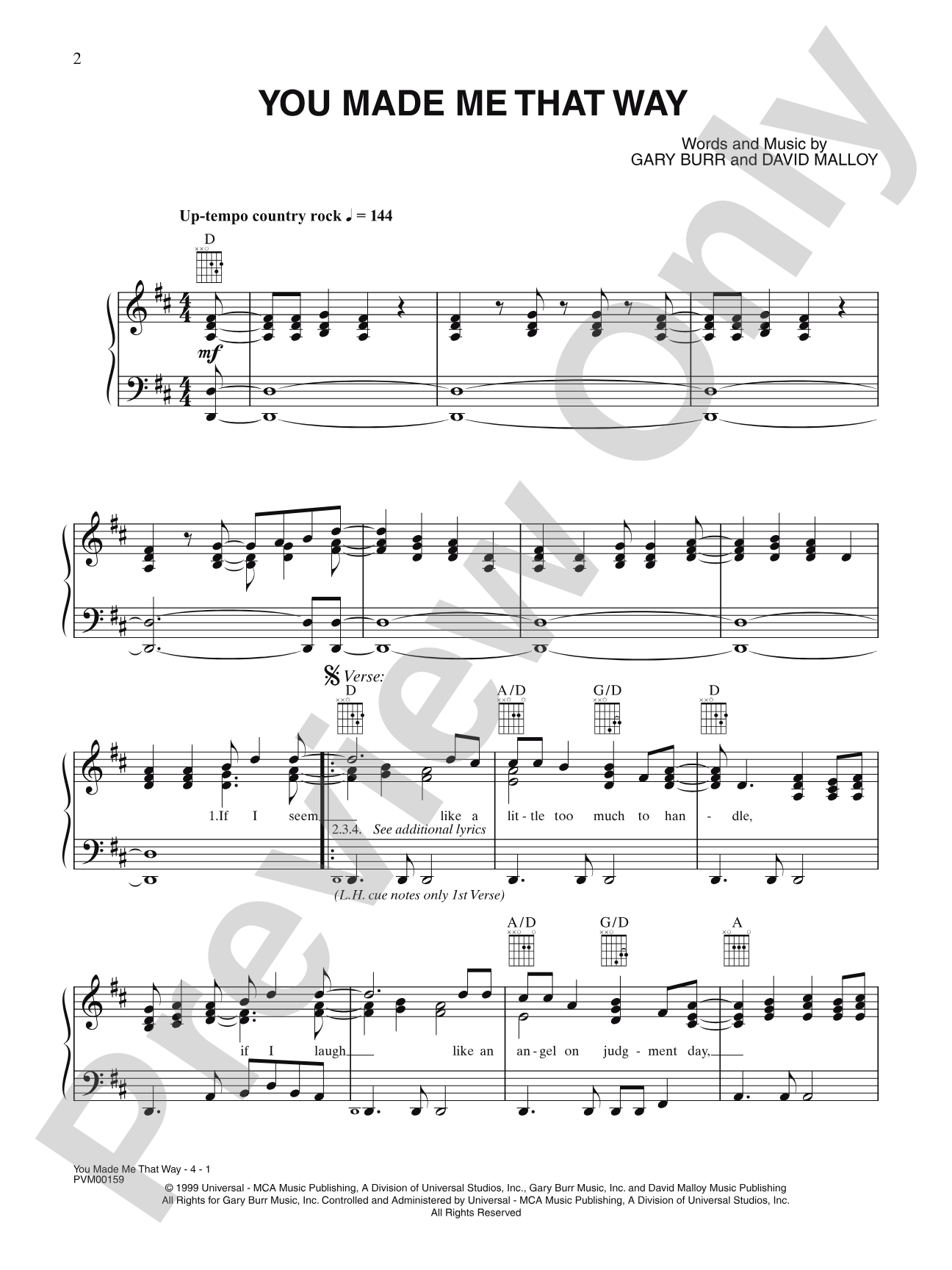 You Made Me That Way: Piano/Vocal/Chords