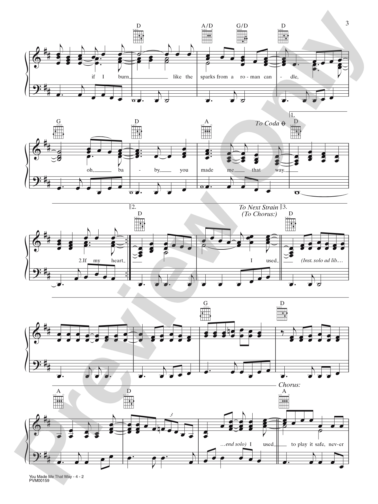 You Made Me That Way: Piano/Vocal/Chords