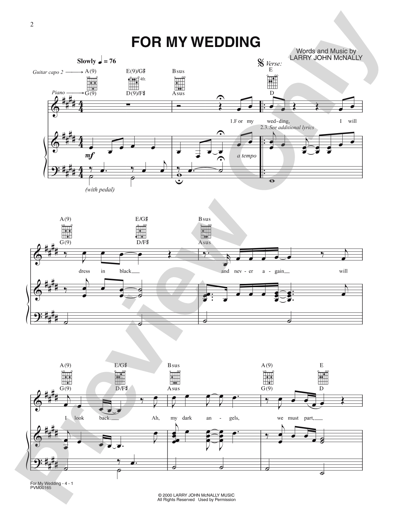 For My Wedding: Piano/Vocal/Chords