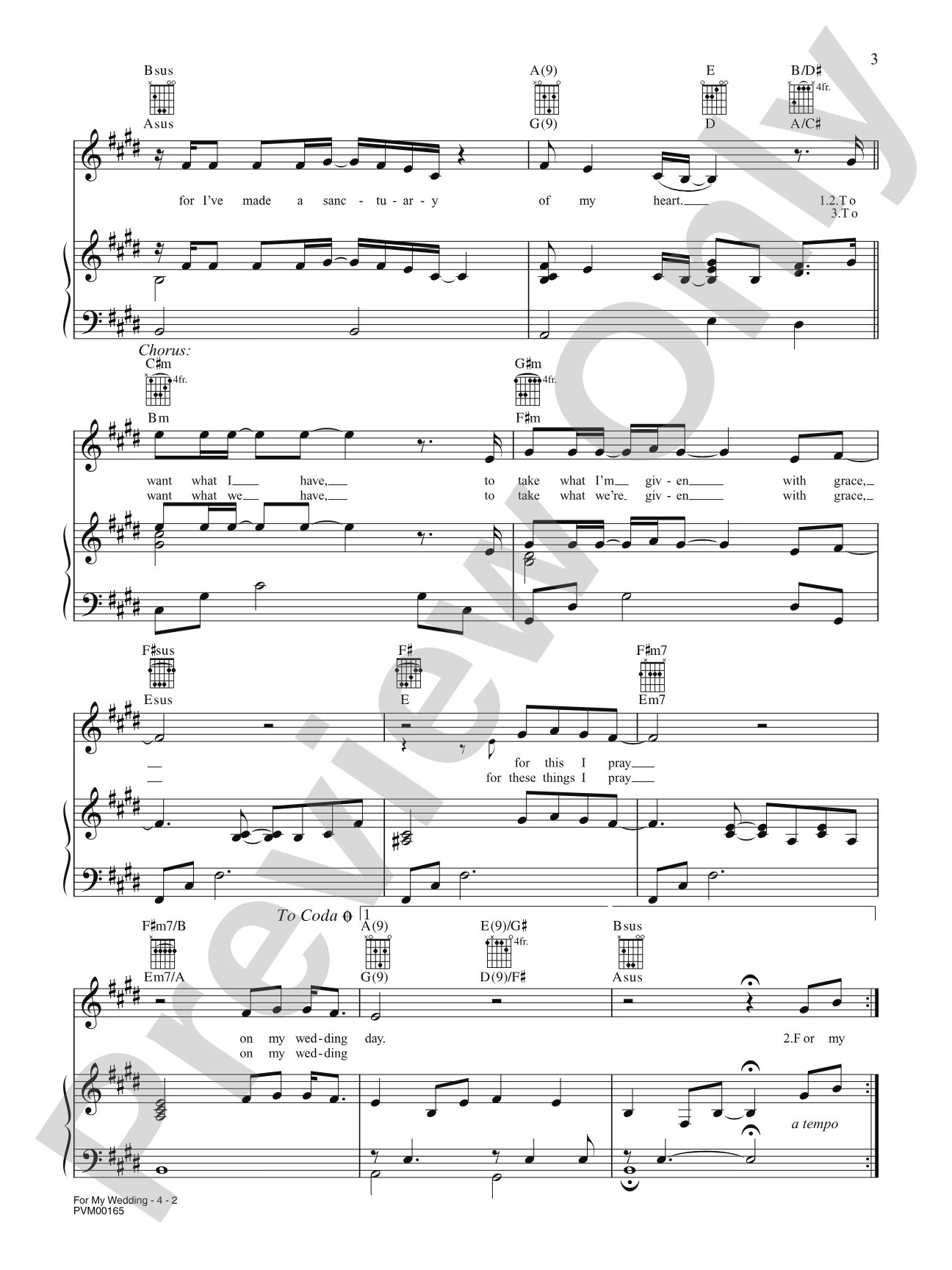 For My Wedding: Piano/Vocal/Chords
