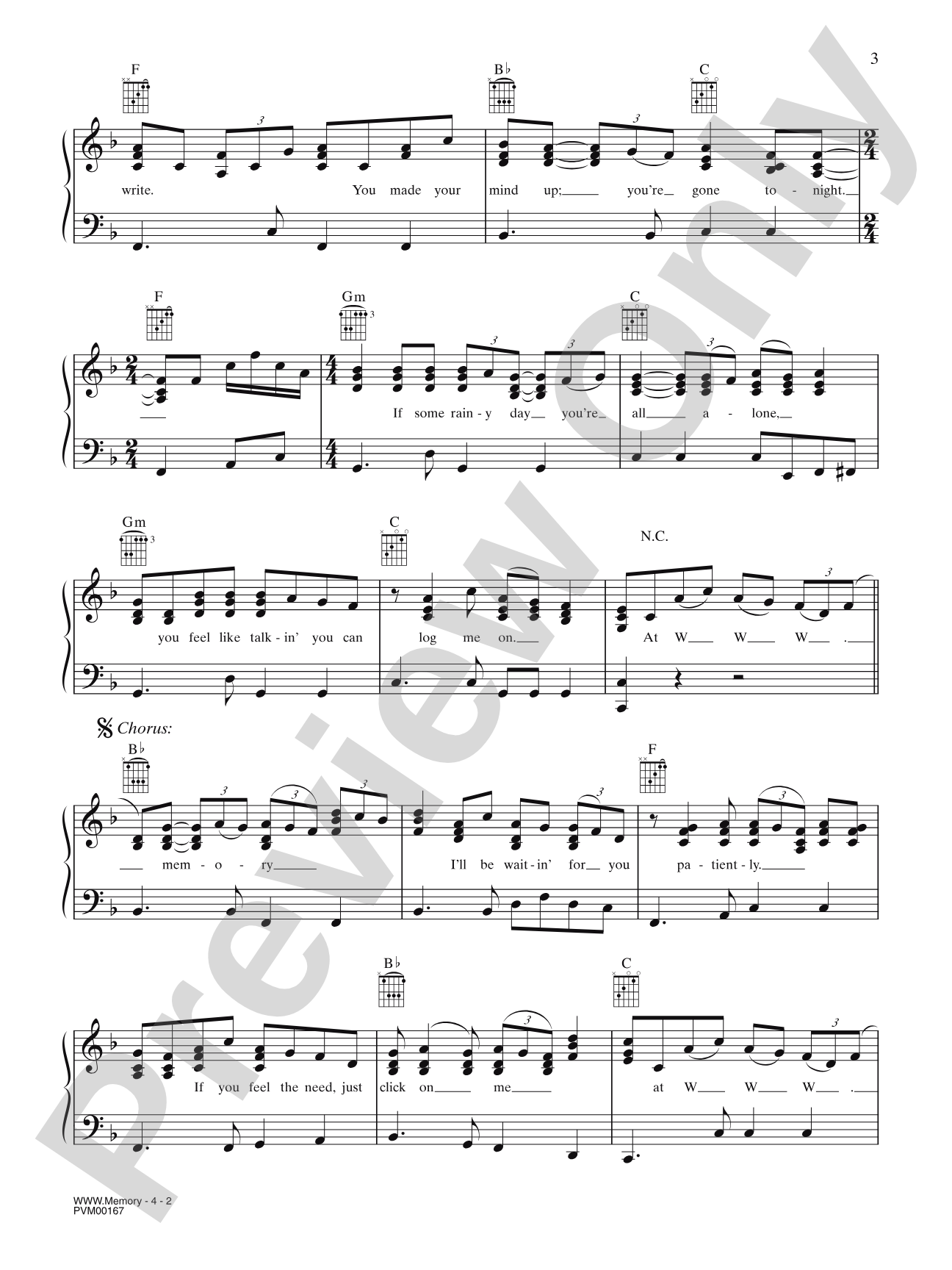 WWW.Memory: Piano/Vocal/Chords