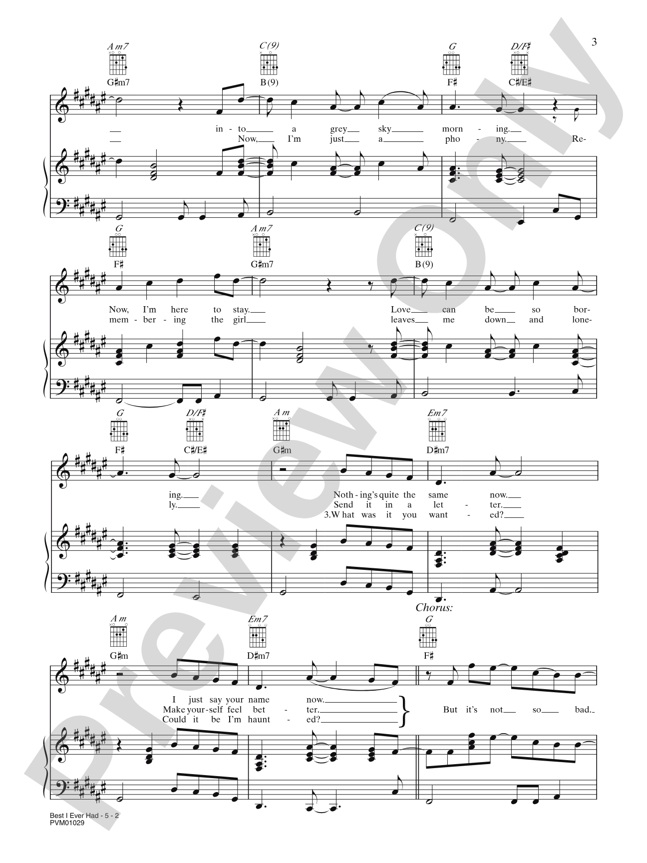 Best I Ever Had: Piano/Vocal/Chords