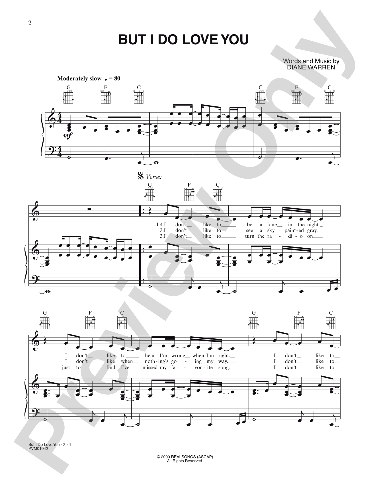 But I Do Love You: Piano/Vocal/Chords