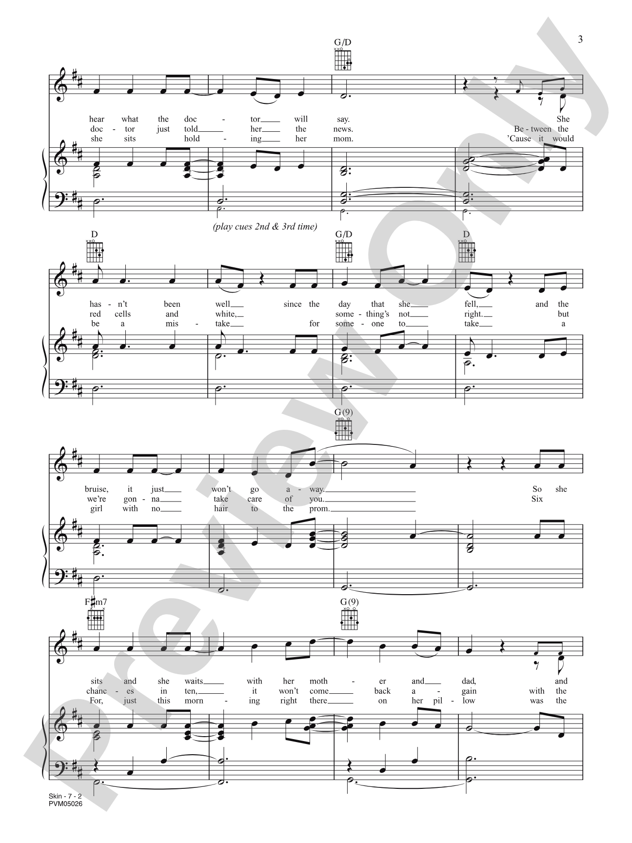 Skin (Sarabeth): Piano/Vocal/Chords