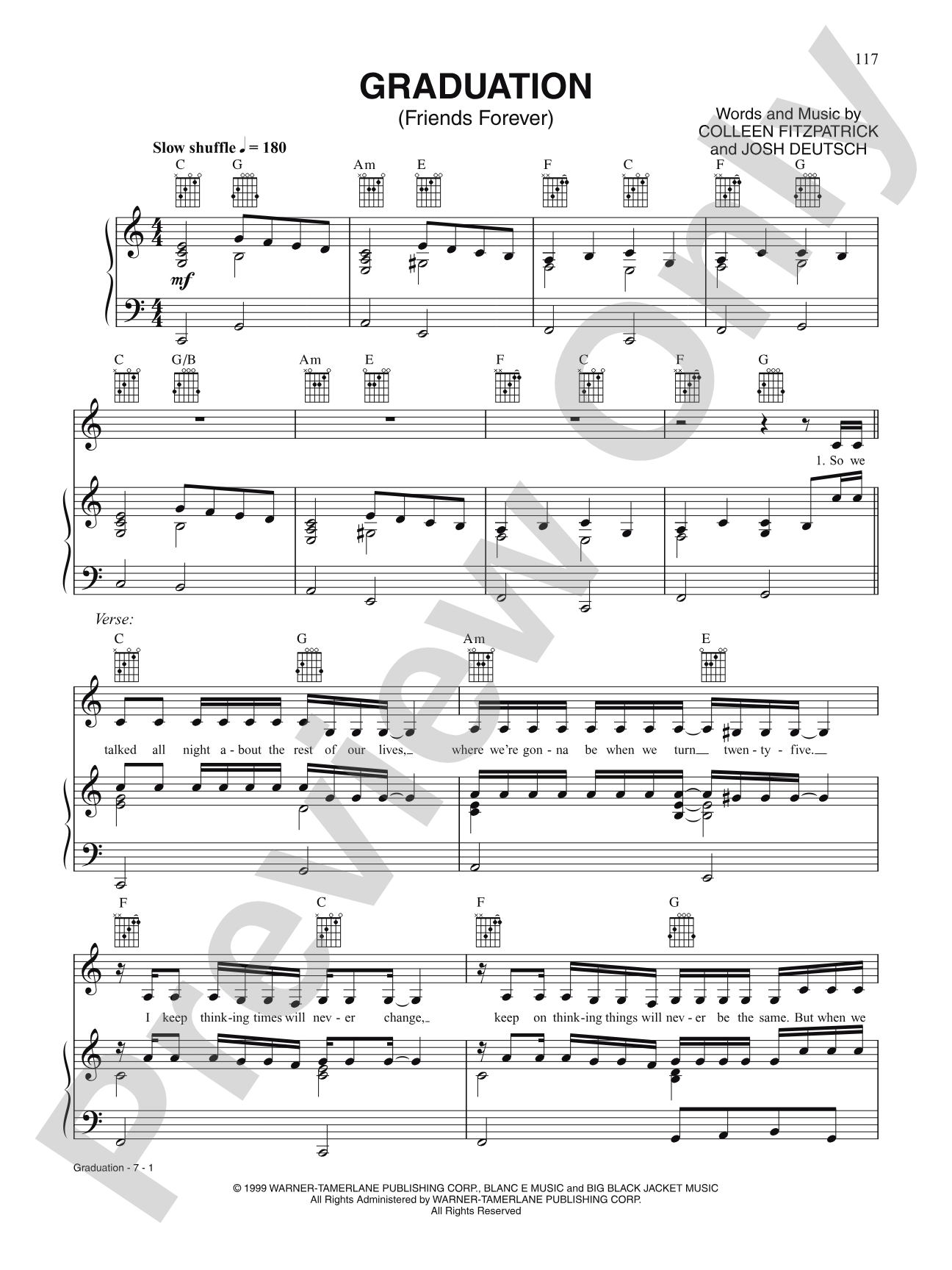 Graduation (Friends Forever): Piano/Vocal/Chords