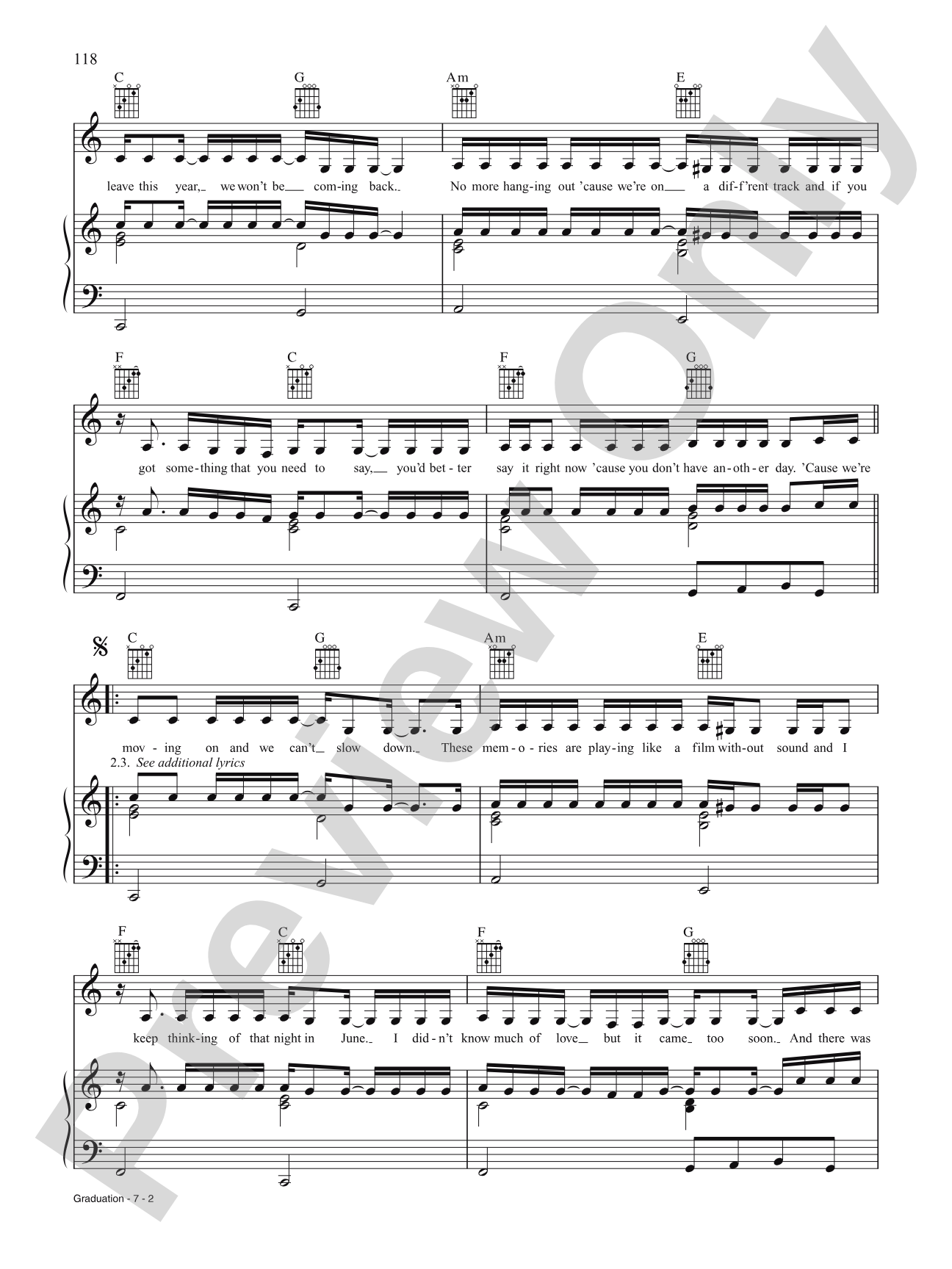 Graduation (Friends Forever): Piano/Vocal/Chords