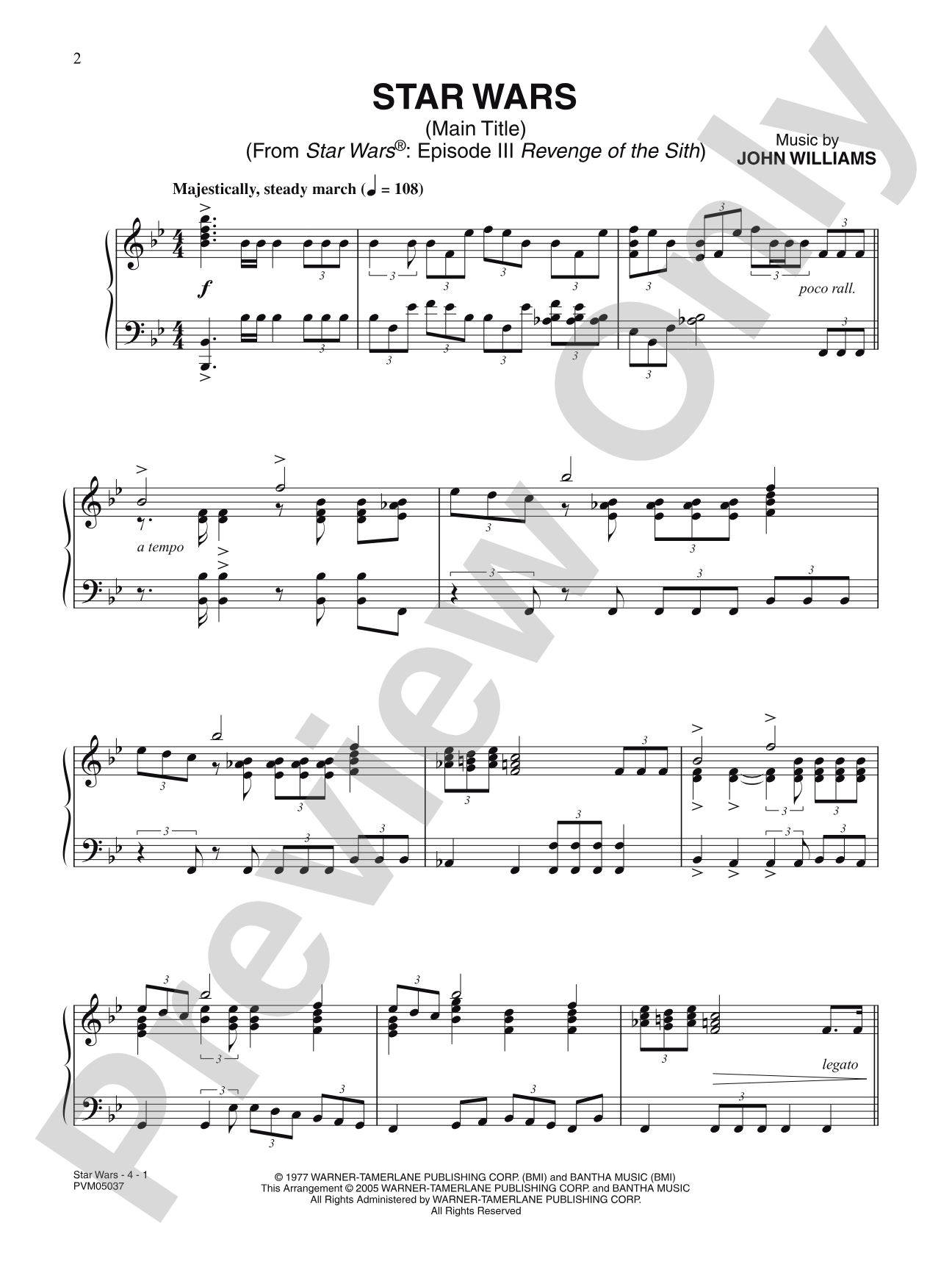 Star Wars (Main Title) (from Star Wars[R]: Episode III Revenge of the Sith): Piano Solo