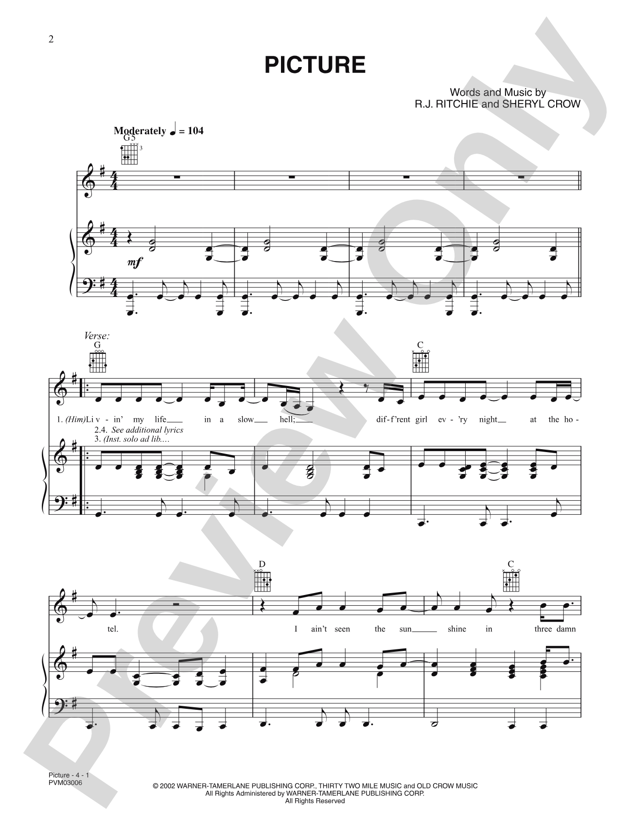Picture: Piano/Vocal/Chords