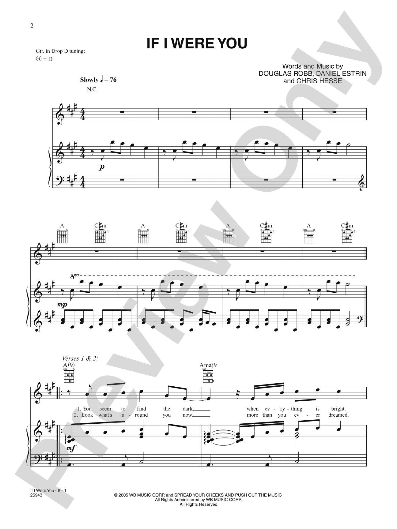 If I Were You: Piano/Vocal/Chords