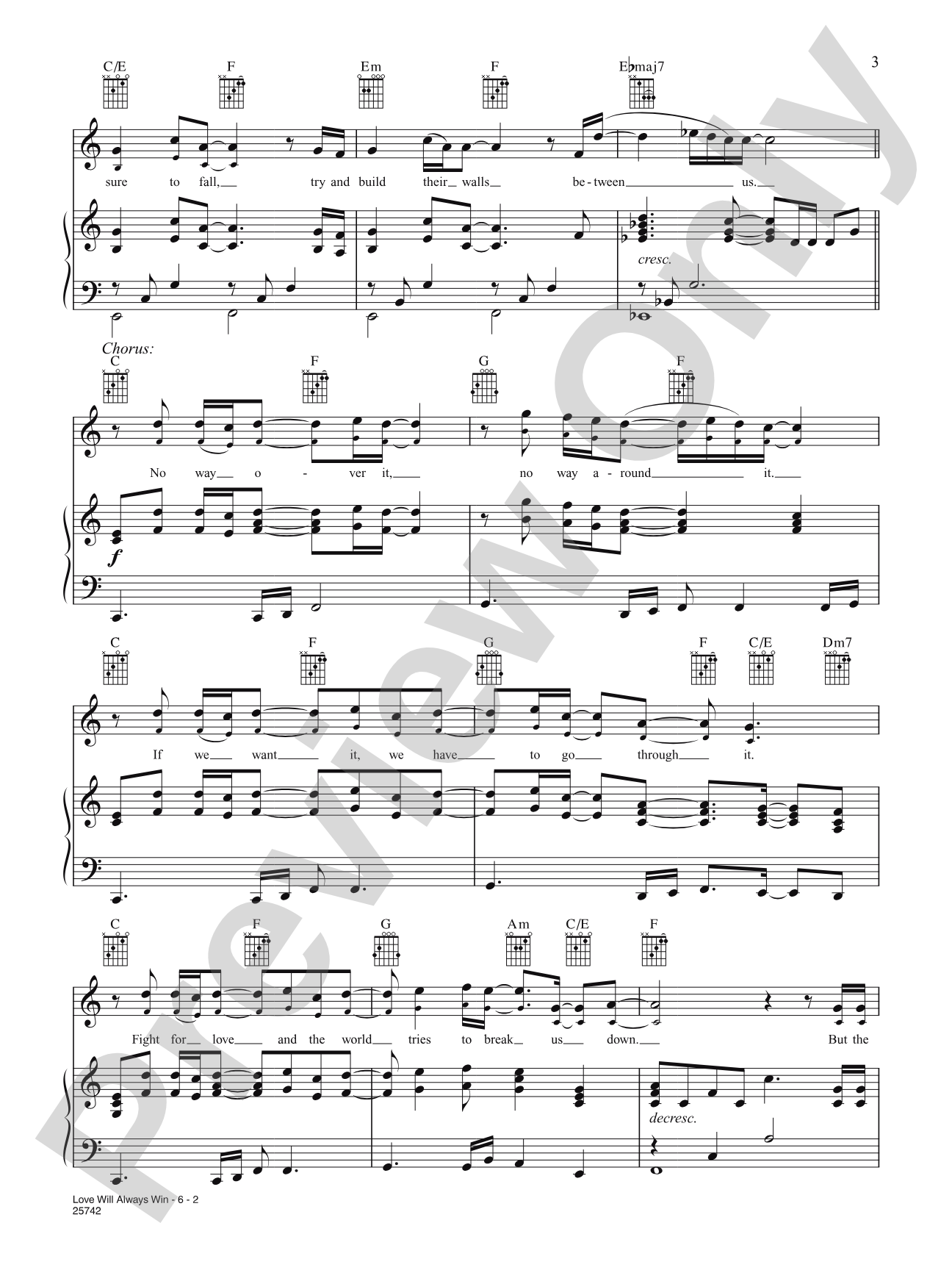 Love Will Always Win: Piano/Vocal/Chords