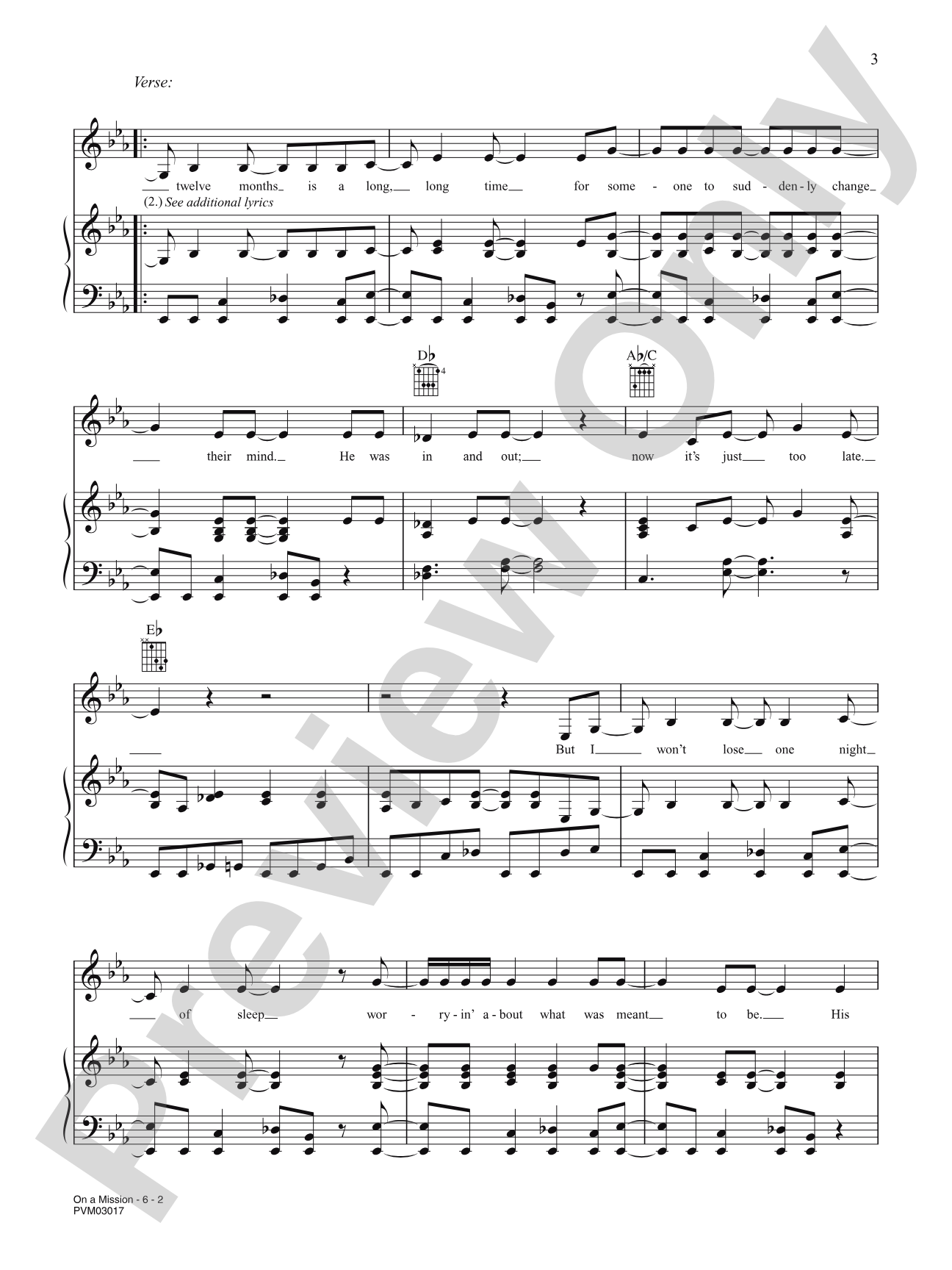 On a Mission: Piano/Vocal/Chords