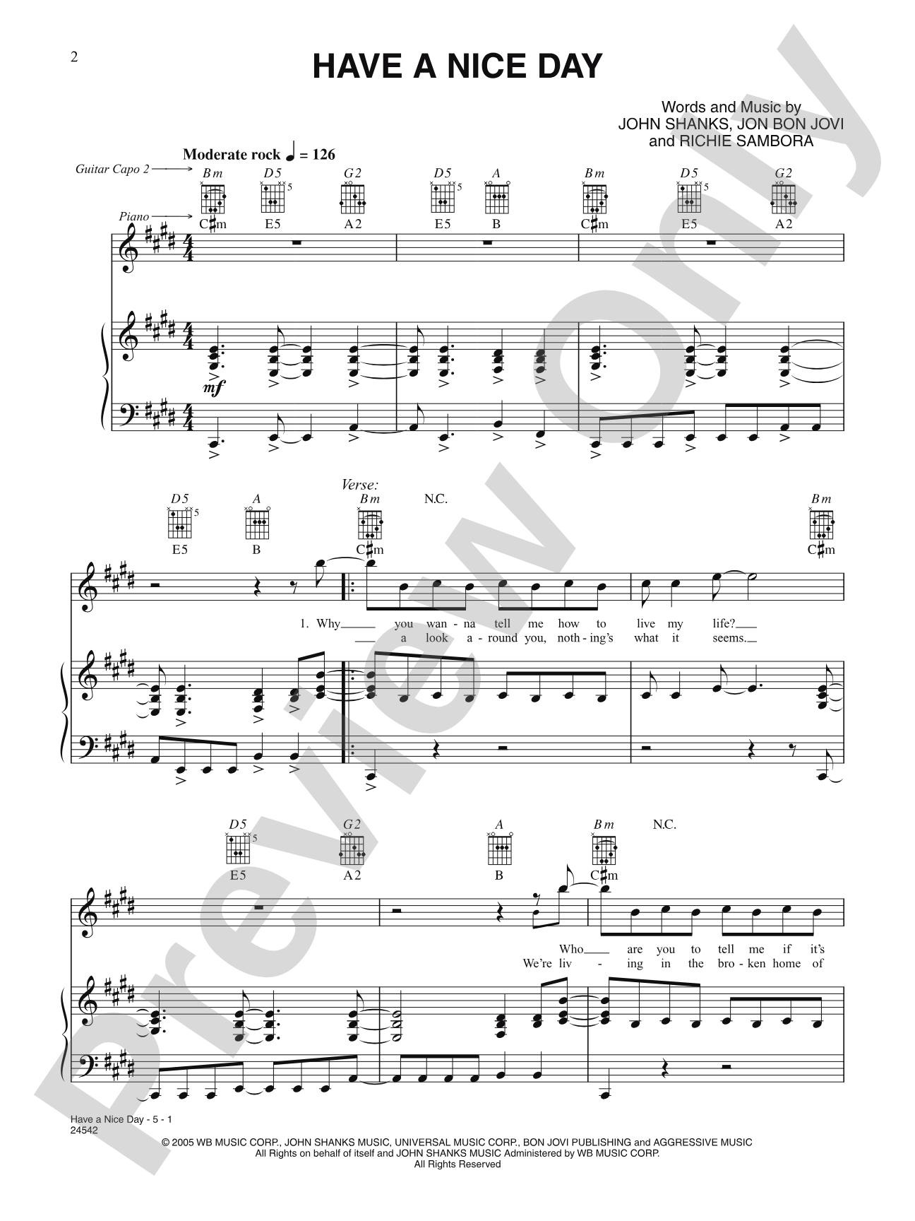 Have a Nice Day: Piano/Vocal/Chords