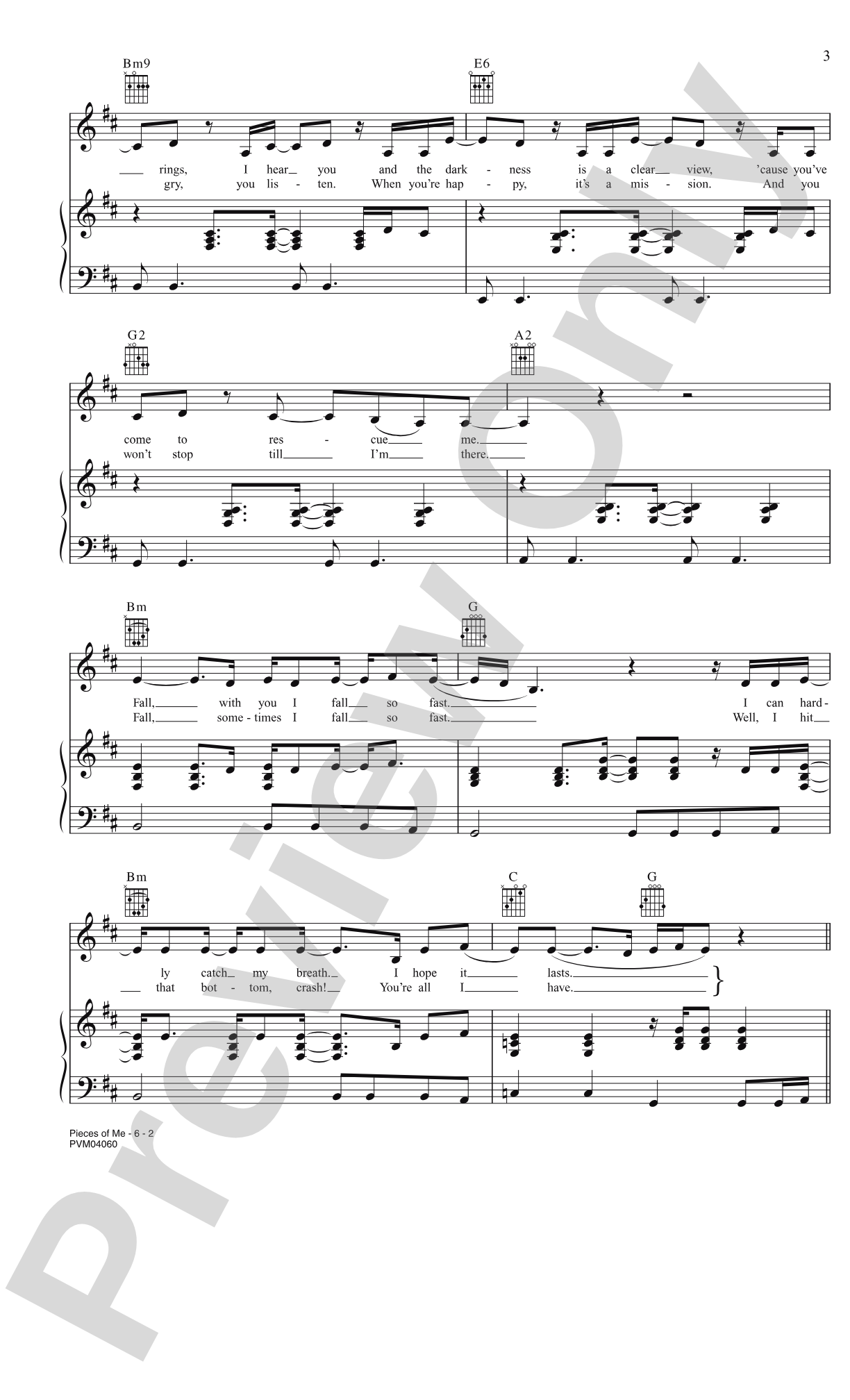 Pieces of Me: Piano/Vocal/Chords