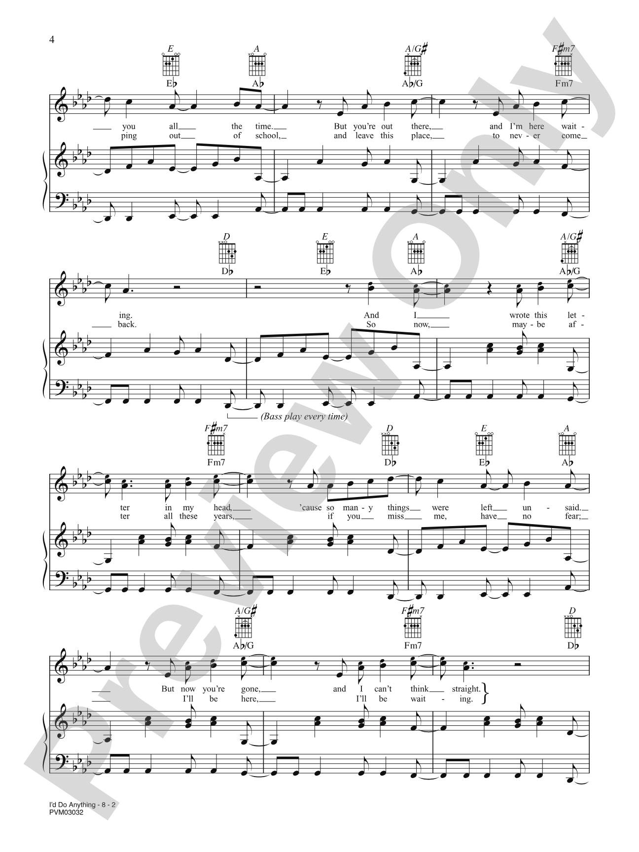 I'd Do Anything: Piano/Vocal/Chords