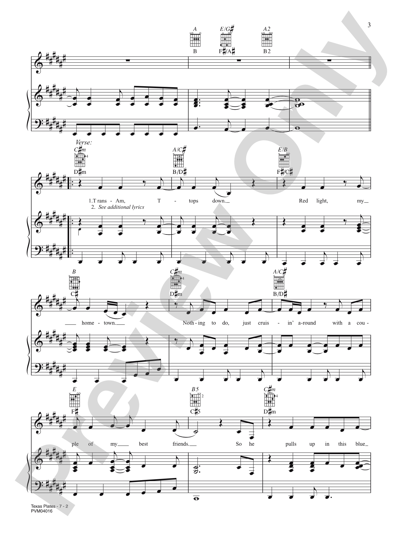 Texas Plates: Piano/Vocal/Chords