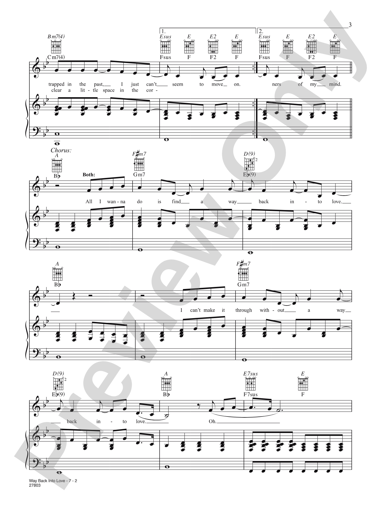 Way Back Into Love (from Music and Lyrics): Piano/Vocal/Chords