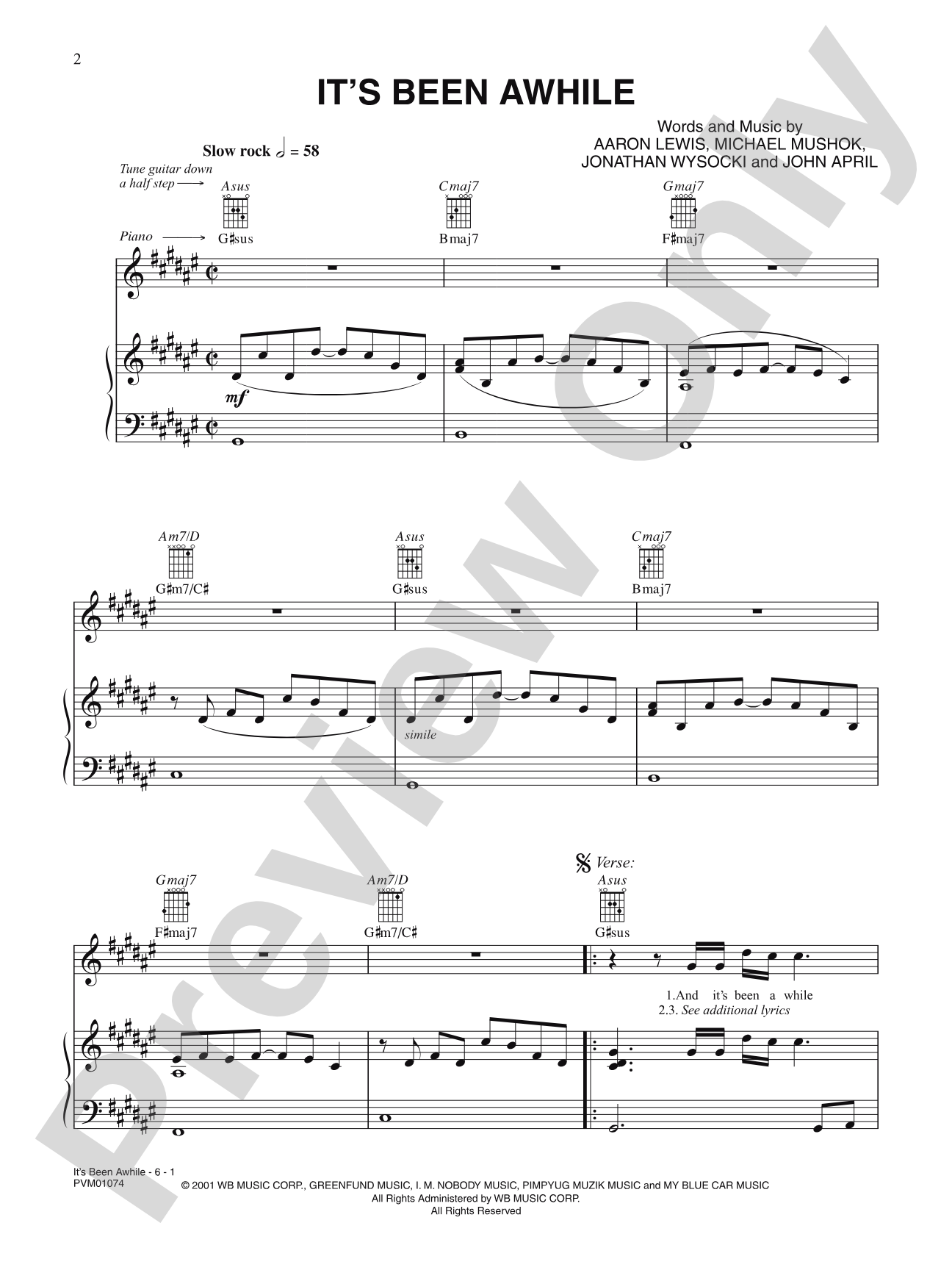 It's Been Awhile: Piano/Vocal/Chords