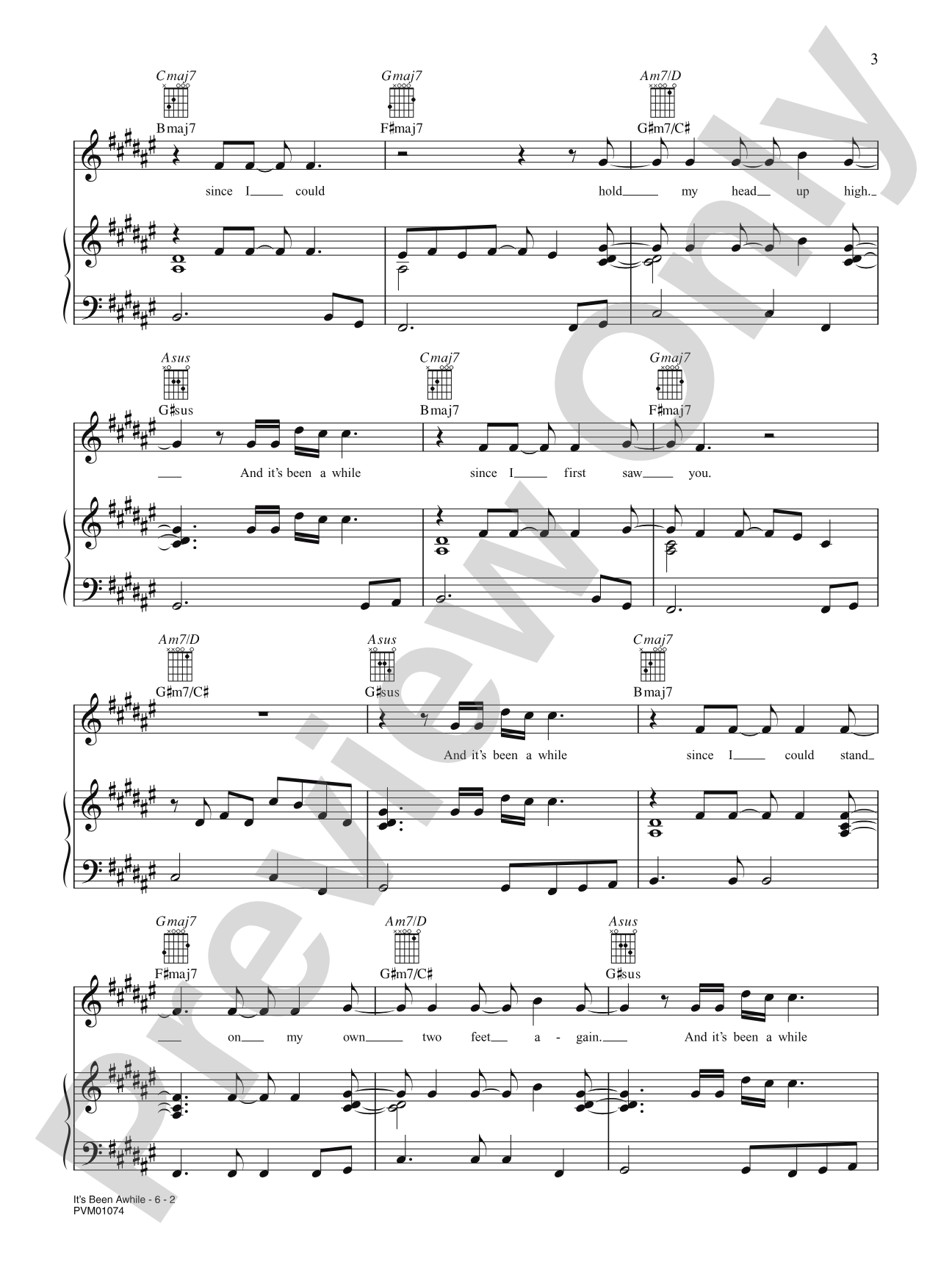 It's Been Awhile: Piano/Vocal/Chords