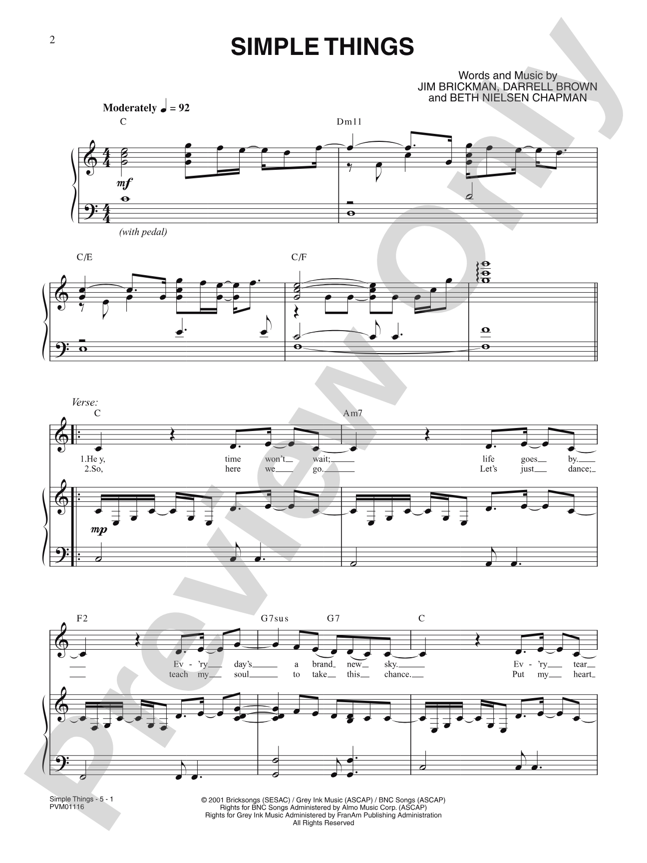 Simple Things: Piano/Vocal/Chords