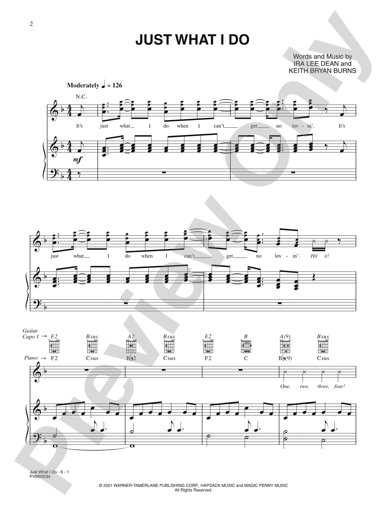 Just What I Do: Piano/Vocal/Chords