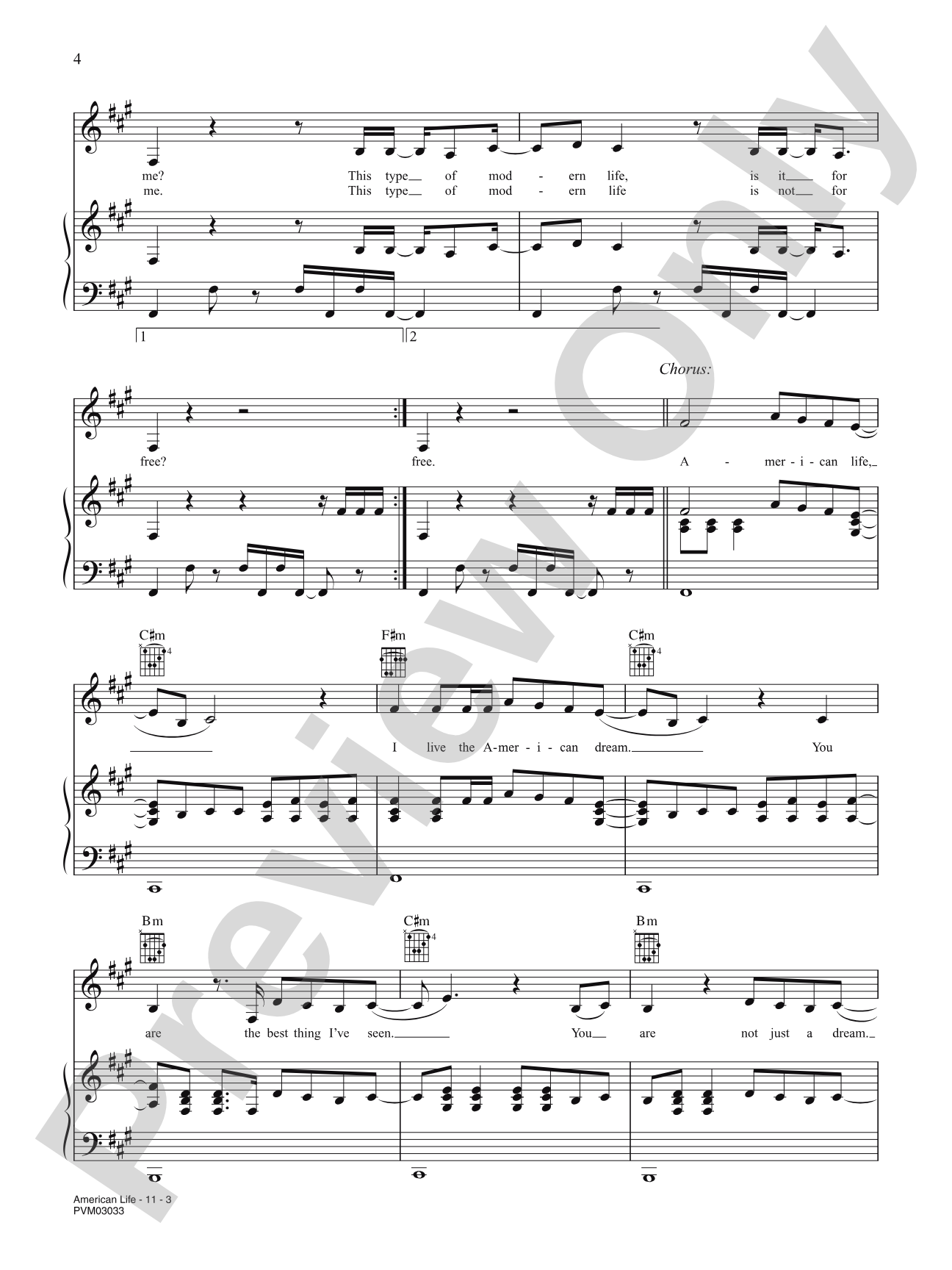 American Life: Piano/Vocal/Chords