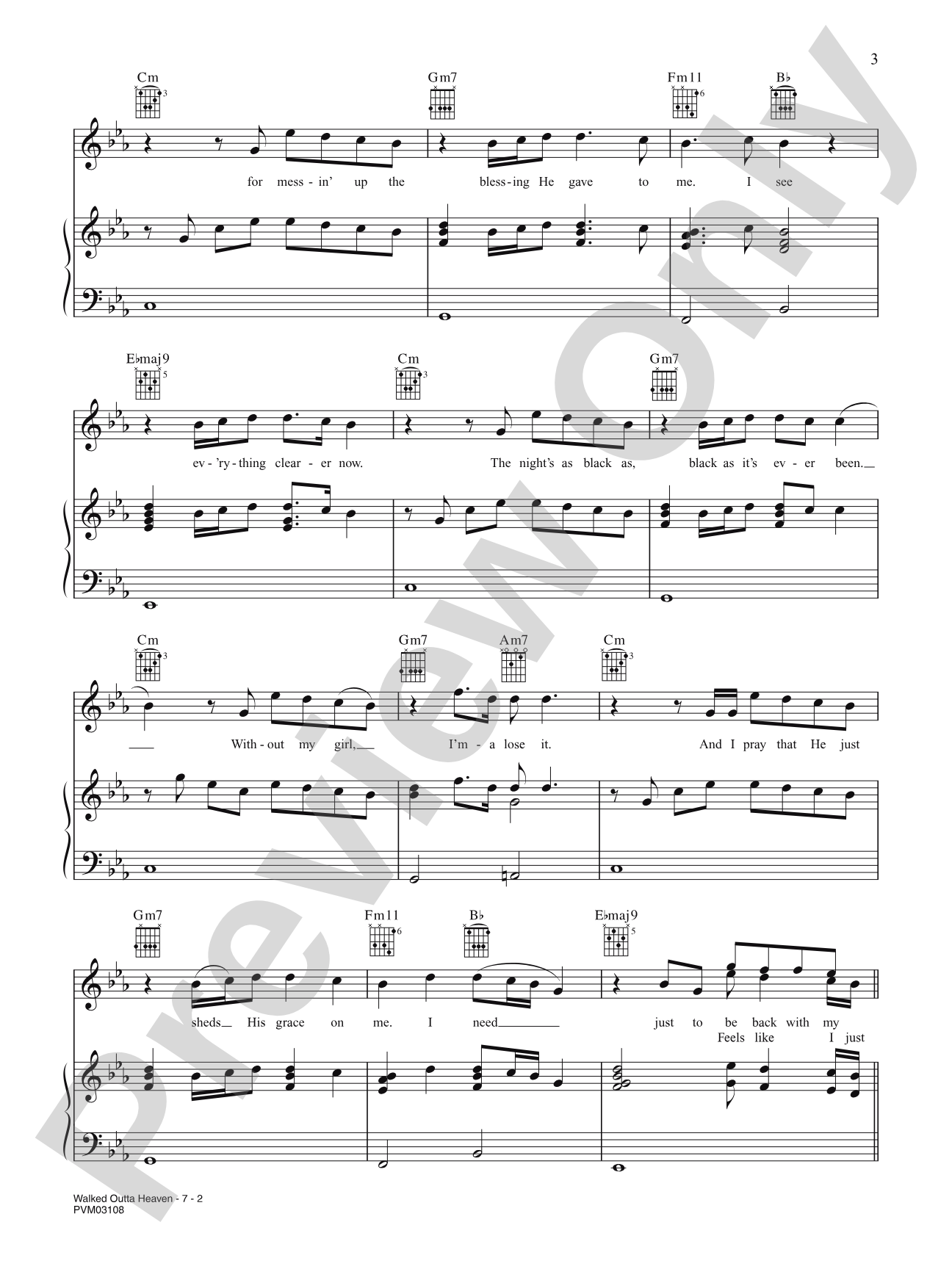 Walked Outta Heaven: Piano/Vocal/Chords