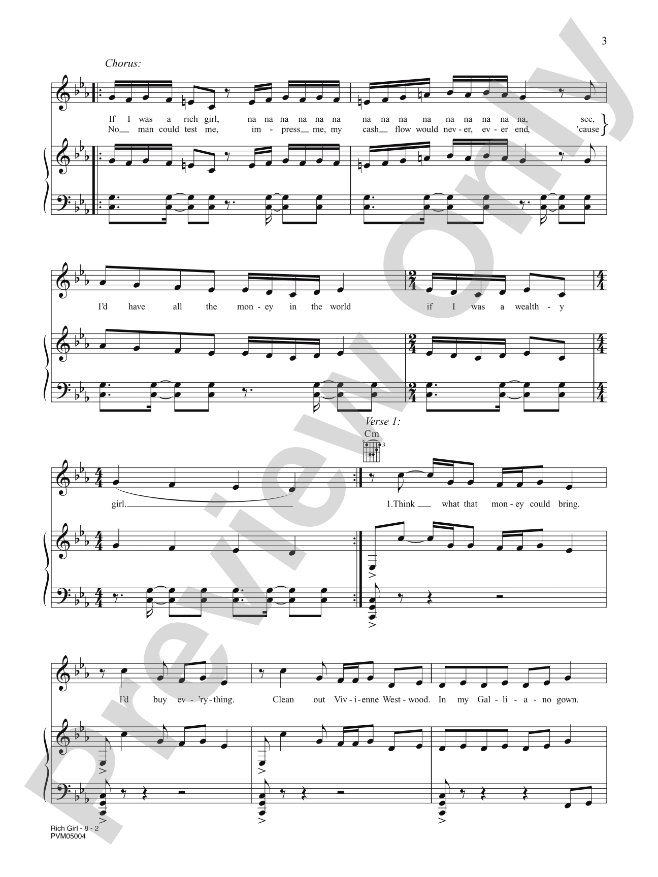 Rich Girl: Piano/Vocal/Chords