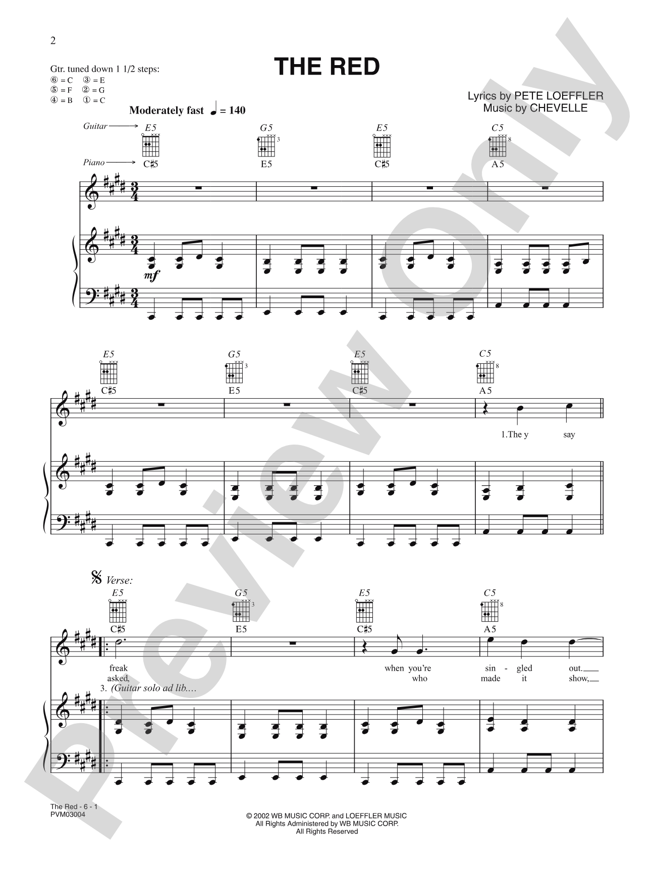 The Red: Piano/Vocal/Chords