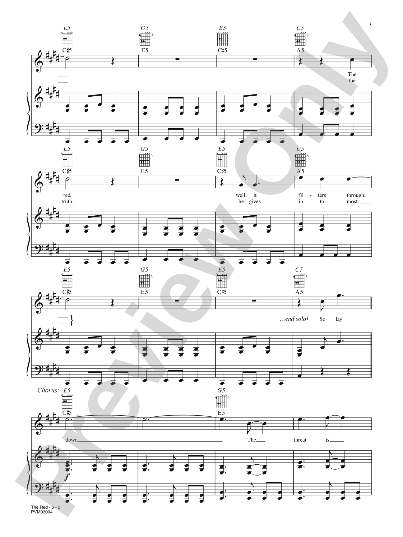 The Red: Piano/Vocal/Chords