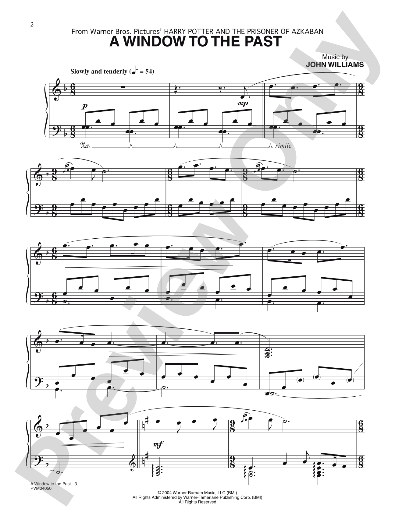 A Window to the Past (from Harry Potter and the Prisoner of Azkaban): Piano/Vocal/Chords