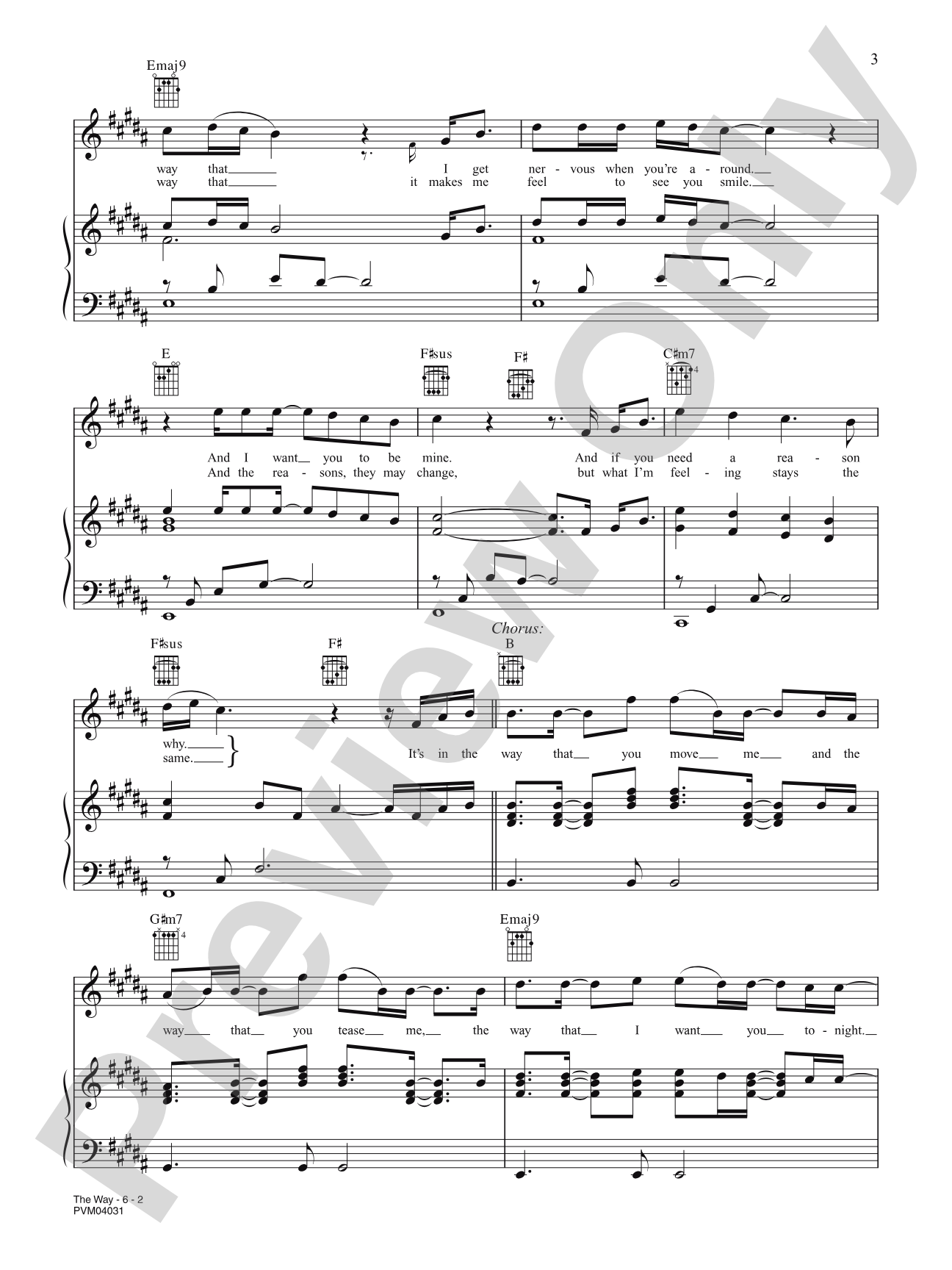The Way: Piano/Vocal/Chords