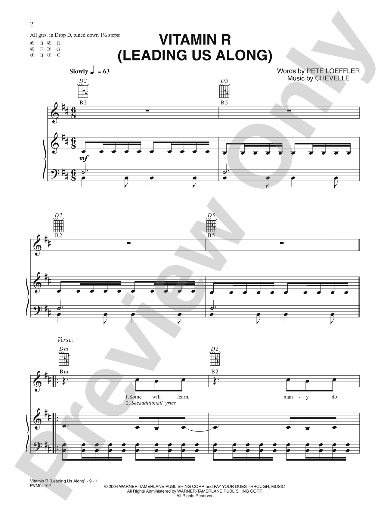 Vitamin R (Leading Us Along): Piano/Vocal/Chords
