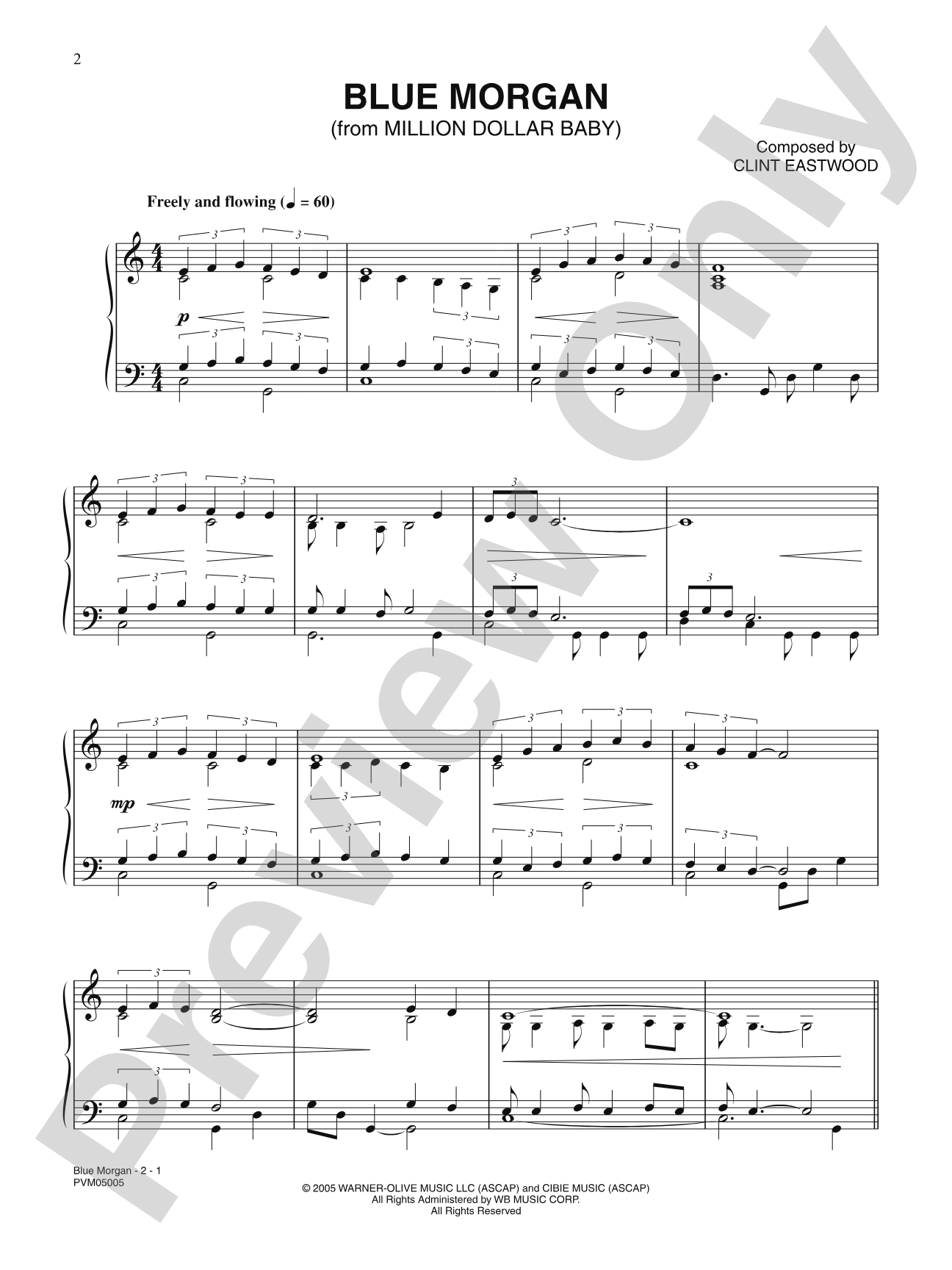 Blue Morgan (from Million Dollar Baby): Piano/Vocal/Chords