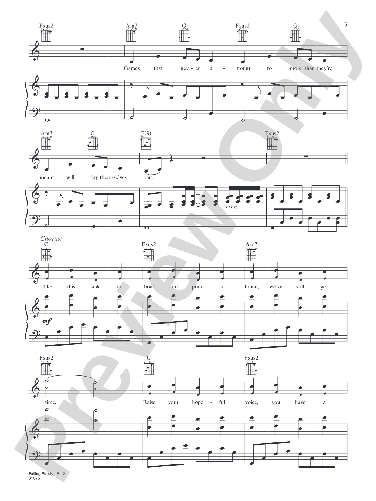 Falling Slowly (from "Once"): Piano/Vocal/Chords