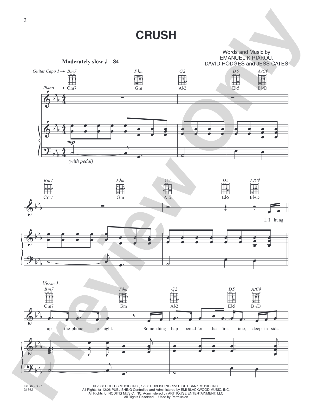 Crush: Piano/Vocal/Chords