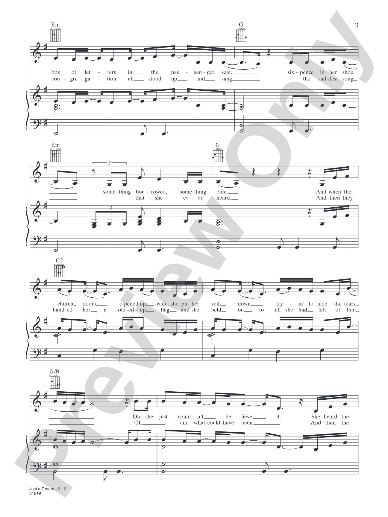 Just a Dream: Piano/Vocal/Chords
