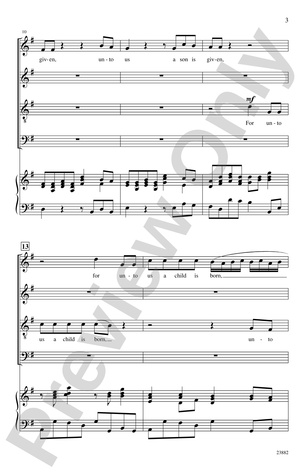 For Unto Us a Child Is Born (from <I>Messiah</I>): SATB Choral Octavo